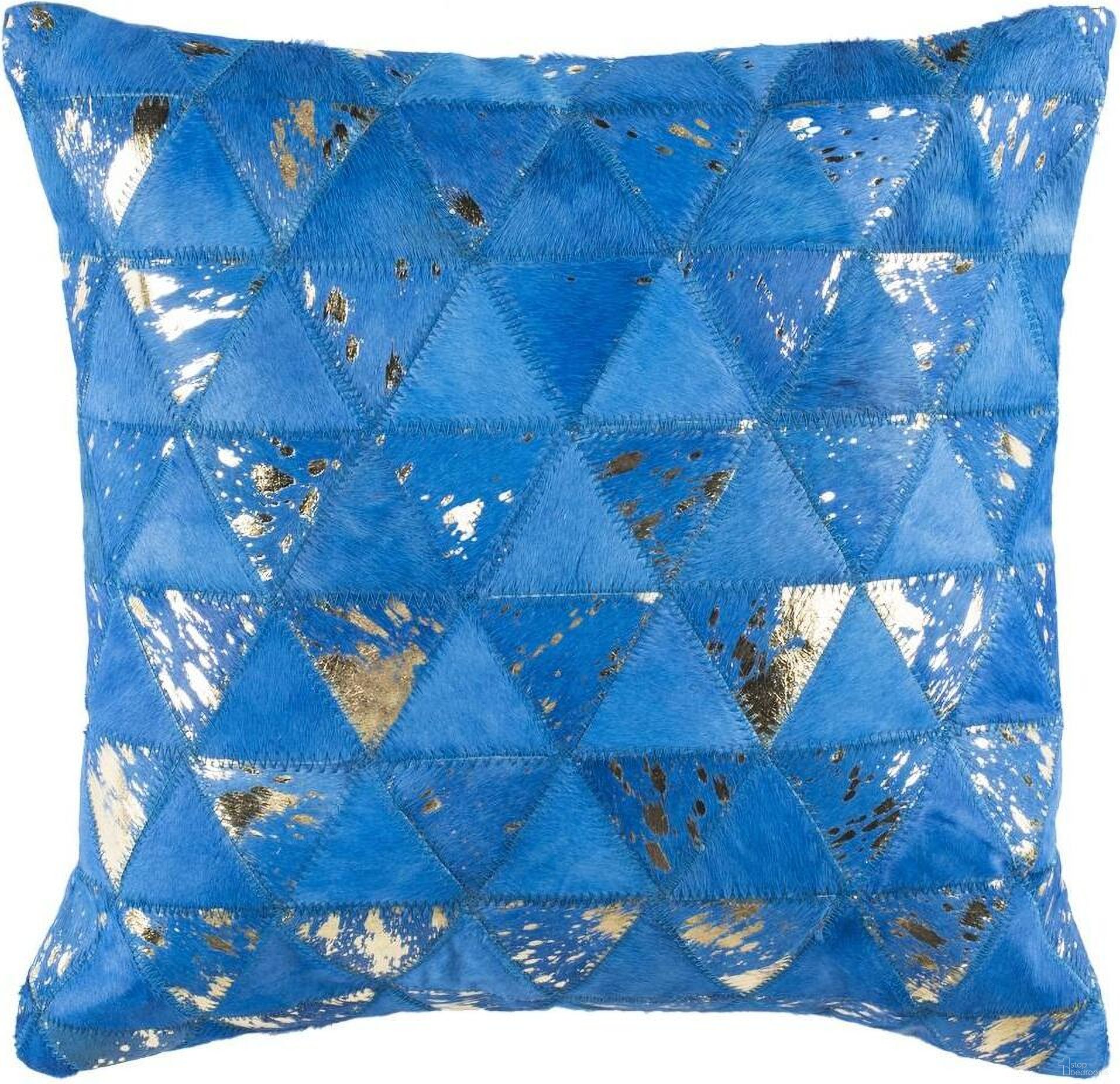 The appearance of Clairton Metallic Cowhide 20X20 Pillow designed by Safavieh in the glam interior design. This silver and blue piece of furniture  was selected by 1StopBedrooms from Safavieh PLS Collection to add a touch of cosiness and style into your home. Sku: PLS231A-2020. Material: Cow Hide.
