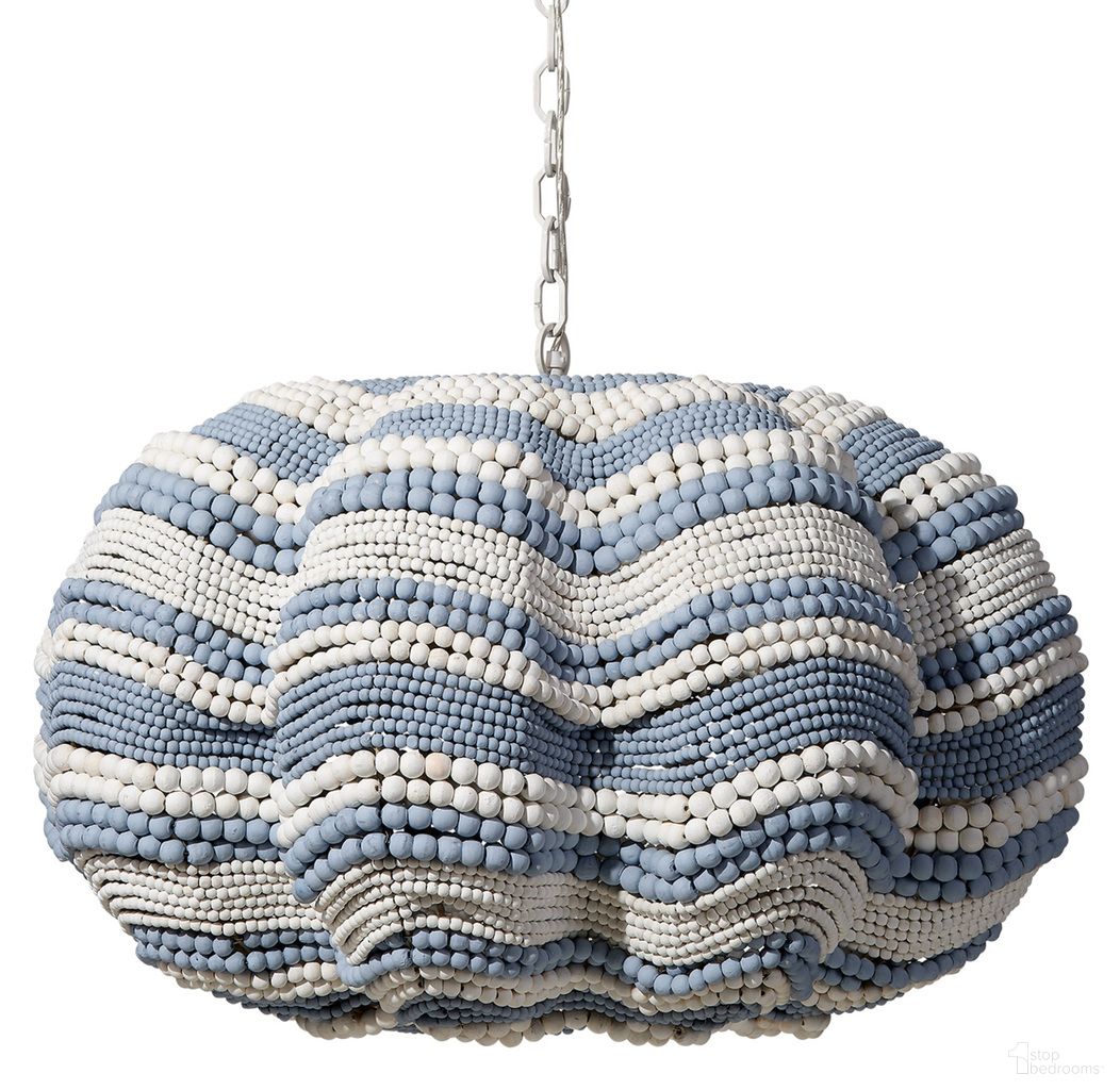 The appearance of Clamshell Wood Beaded Chandelier In Blue and White designed by Jamie Young Company in the coastal interior design. This white and blue piece of furniture was selected by 1StopBedrooms from Clamshell Collection to add a touch of cosiness and style into your home. Sku: 5CLAM-XLBL. Material: Mango Wood.