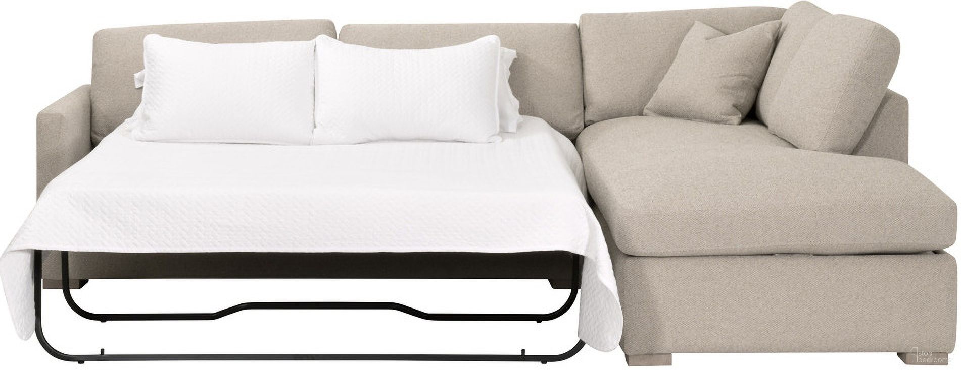 The appearance of Clara 112 Inch Slim Arm Sleeper RF Sectional In Gellar Jute and Natural Gray designed by Essentials For Living in the transitional interior design. This jute/natural gray piece of furniture was selected by 1StopBedrooms from Stitch & Hand Collection to add a touch of cosiness and style into your home. Sku: 6620-RFS.LGJUT/NG. Layout: Sofa & Chaise. Material: Boucle.