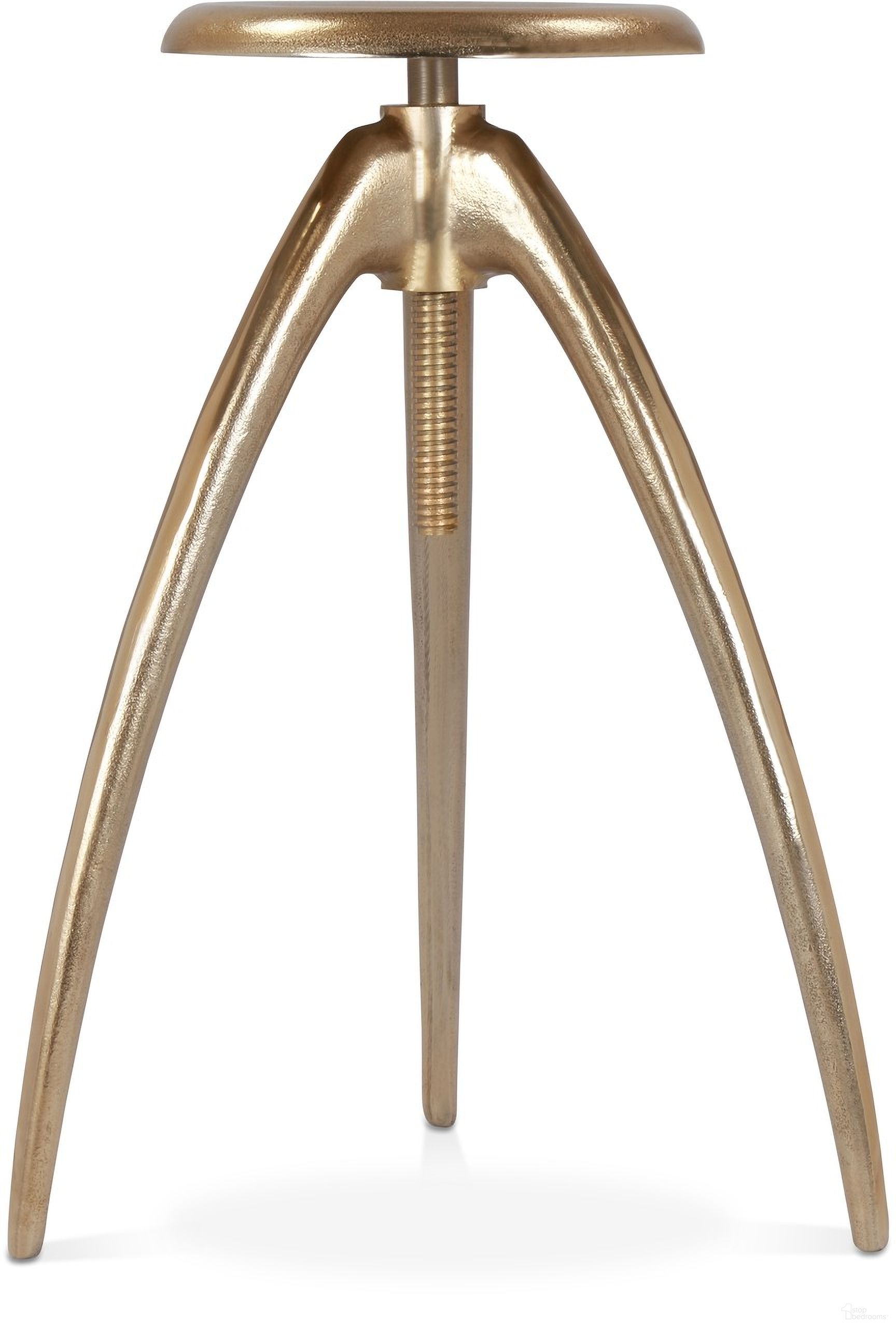 The appearance of Clara Aluminum Counter/Bar Stool In Gold designed by Meridian in the modern / contemporary interior design. This gold piece of furniture was selected by 1StopBedrooms from Clara Collection to add a touch of cosiness and style into your home. Sku: 937Gold. Material: Aluminum.