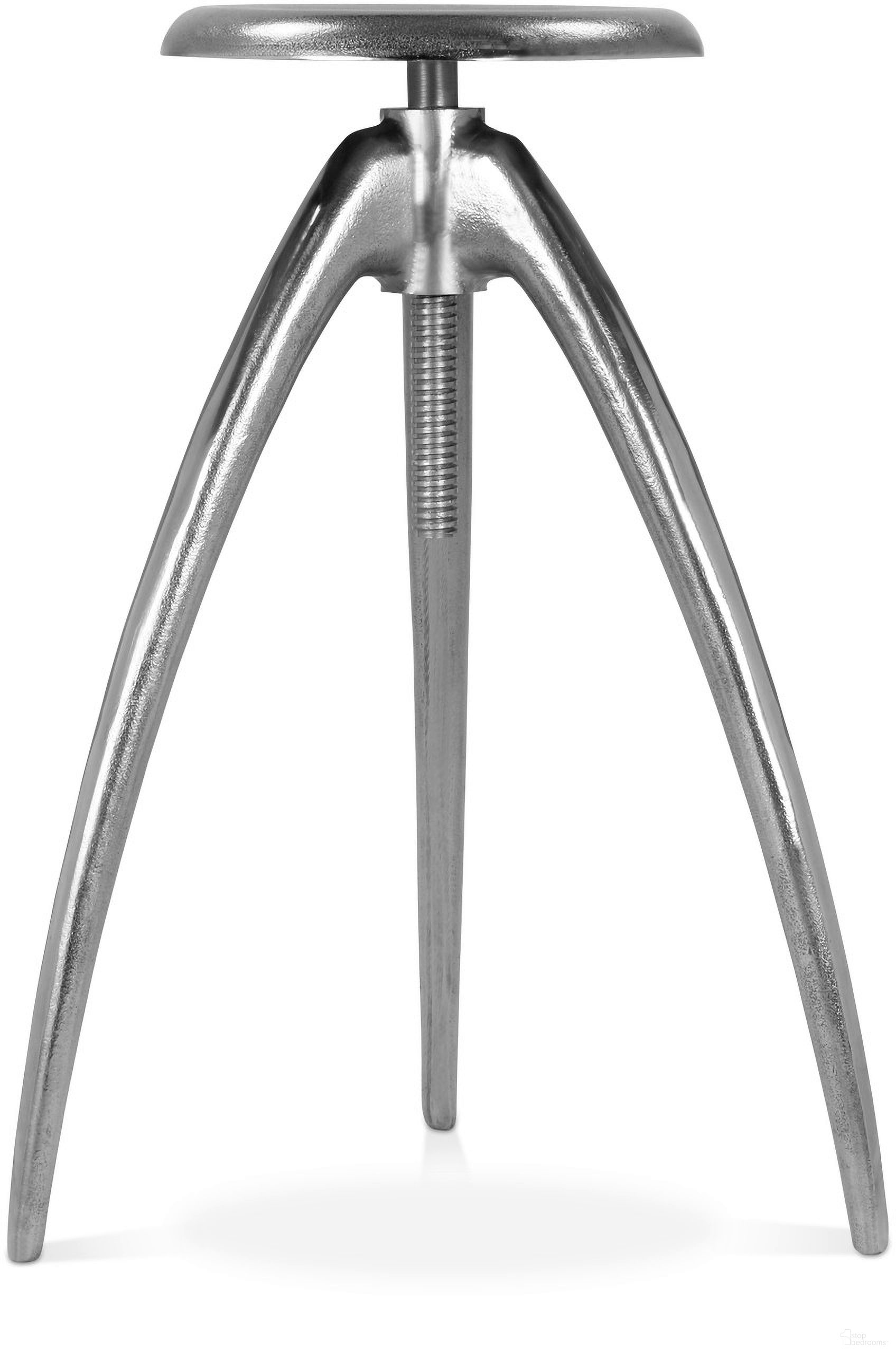 The appearance of Clara Aluminum Counter/Bar Stool In Silver designed by Meridian in the modern / contemporary interior design. This silver piece of furniture was selected by 1StopBedrooms from Clara Collection to add a touch of cosiness and style into your home. Sku: 937Silver. Material: Aluminum.