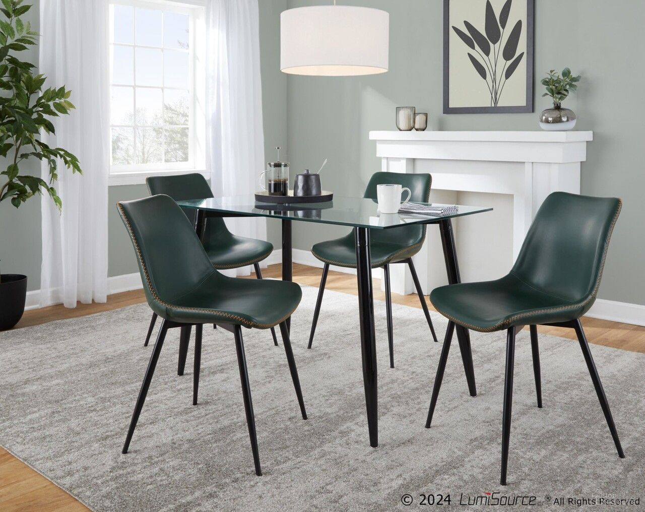 The appearance of Clara-Durango Dining Set with Vintage Faux Leather In Black and Green designed by Lumisource in the modern / contemporary interior design. This black/green piece of furniture was selected by 1StopBedrooms from Clara Collection to add a touch of cosiness and style into your home. Sku: OFD-CLARA BKCL;DC-DRNG BK+GN2. Table Base Style: Legs. Table Top Shape: Rectangular. Material: Foam.