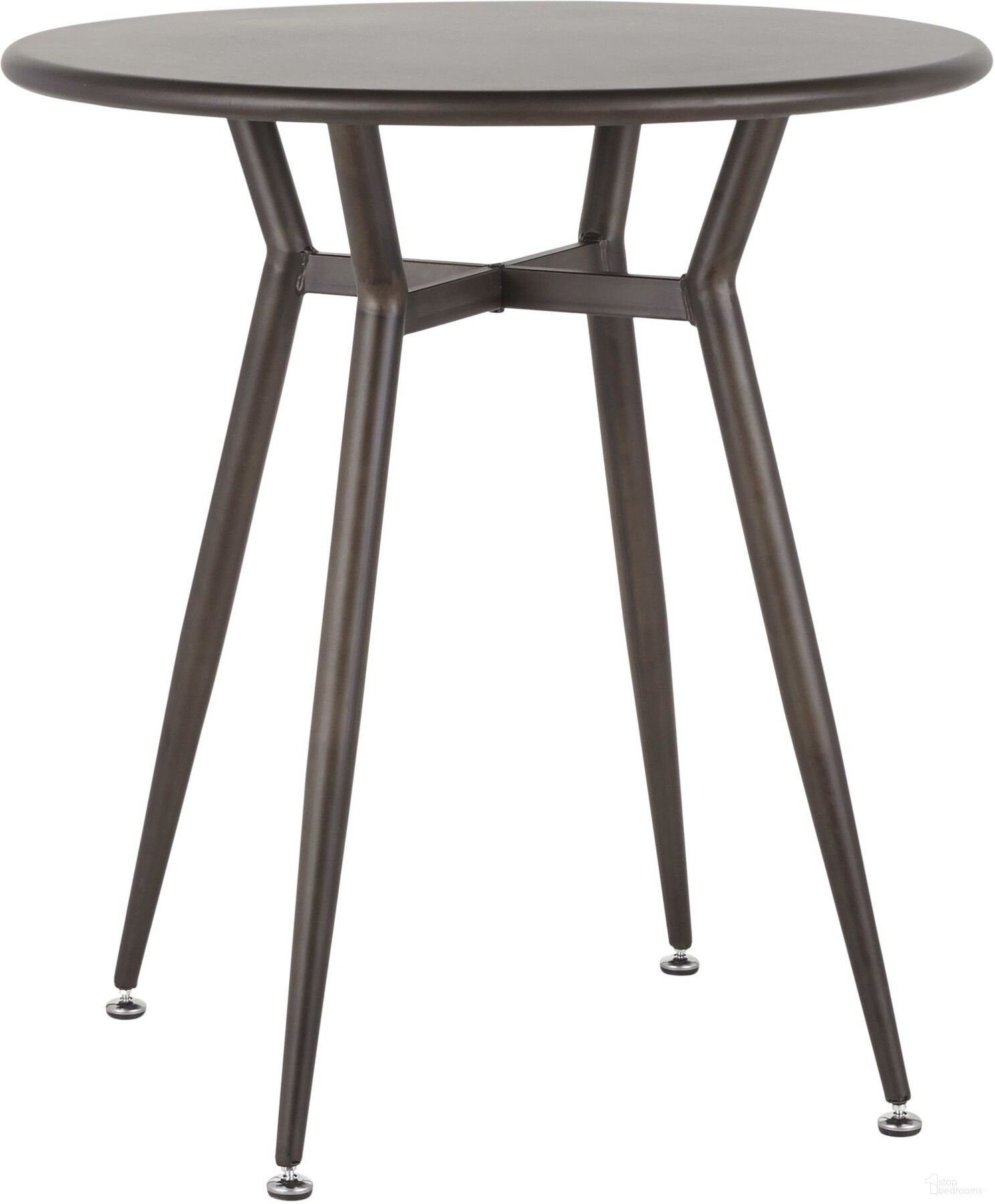 The appearance of Clara Industrial Round Dinette Table In Antique Metal designed by Lumisource in the industrial interior design. This antique metal piece of furniture was selected by 1StopBedrooms from Clara Collection to add a touch of cosiness and style into your home. Sku: DT-CLARARN AN. Table Top Shape: Round. Material: Steel. Size: 28".