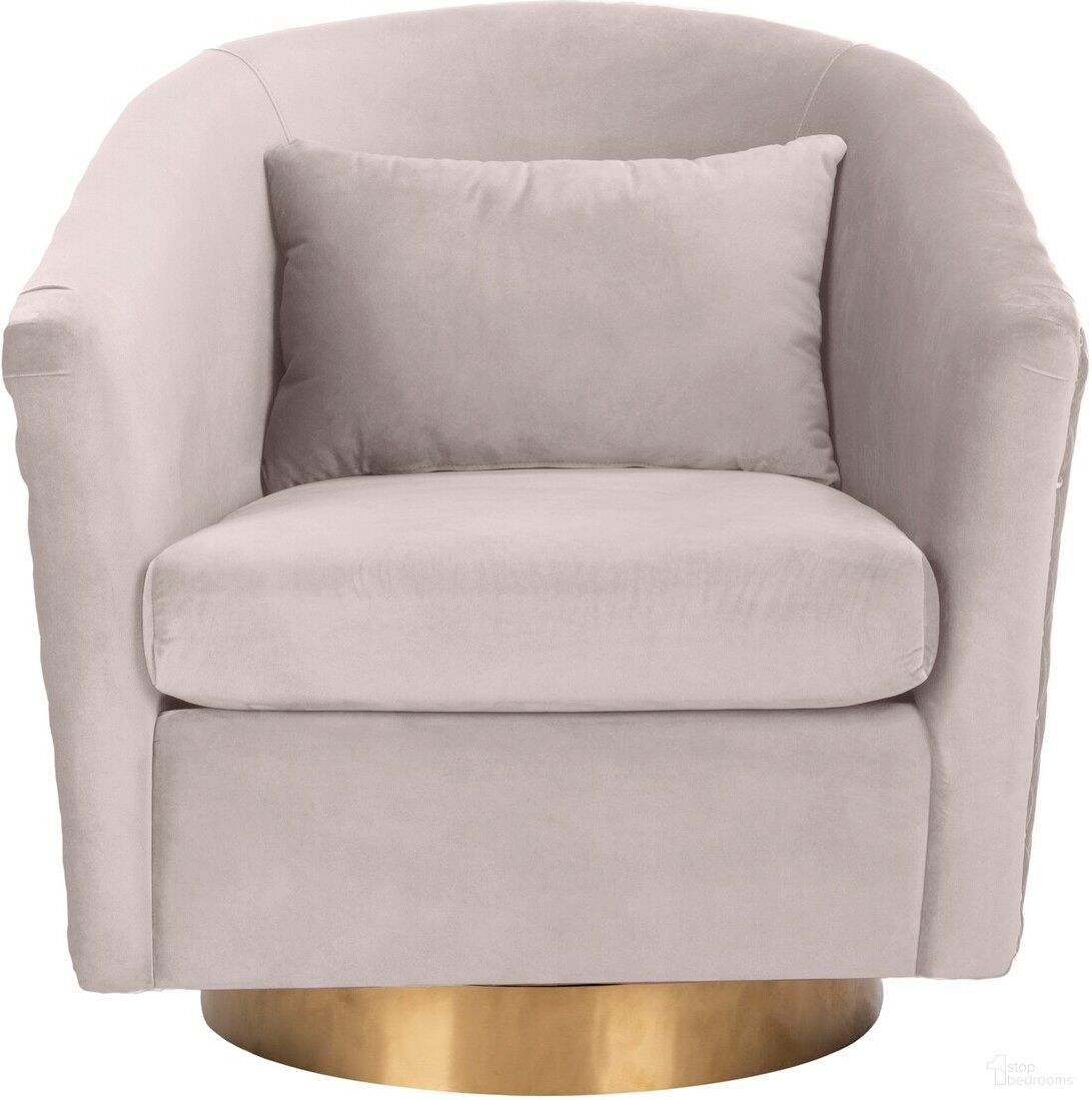 Clara Quilted Swivel Tub Chair In Pale Taupe And Gold