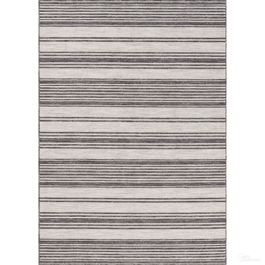 Clara Striped Power-Loomed Indoor/Outdoor Area Rug In Ivory and Gray