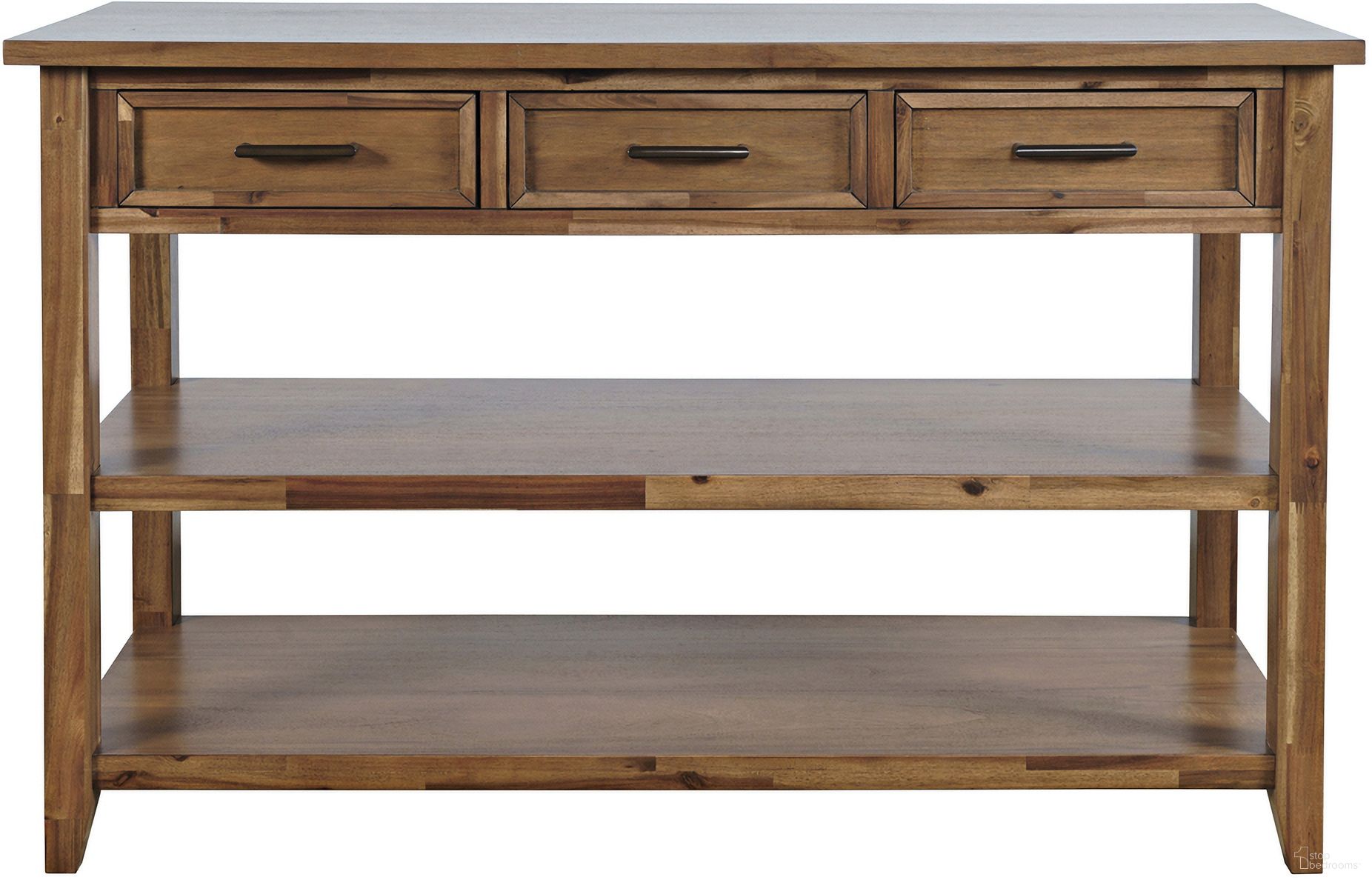 The appearance of Claremont 50 Inch Sofa Console Table with Storage In Brown designed by Jofran in the transitional interior design. This brown piece of furniture  was selected by 1StopBedrooms from Claremont Collection to add a touch of cosiness and style into your home. Sku: 2400-4. Material: Acacia.