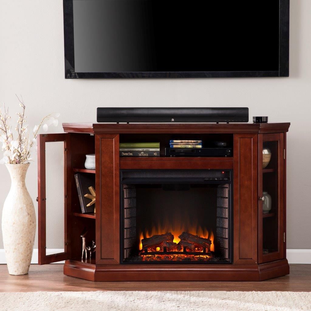The appearance of Claremont Convertible Media Electric Fireplace In Cherry designed by SEI Furniture in the transitional interior design. This cherry piece of furniture was selected by 1StopBedrooms from Claremont Collection to add a touch of cosiness and style into your home. Sku: FE9310. Material: Wood.