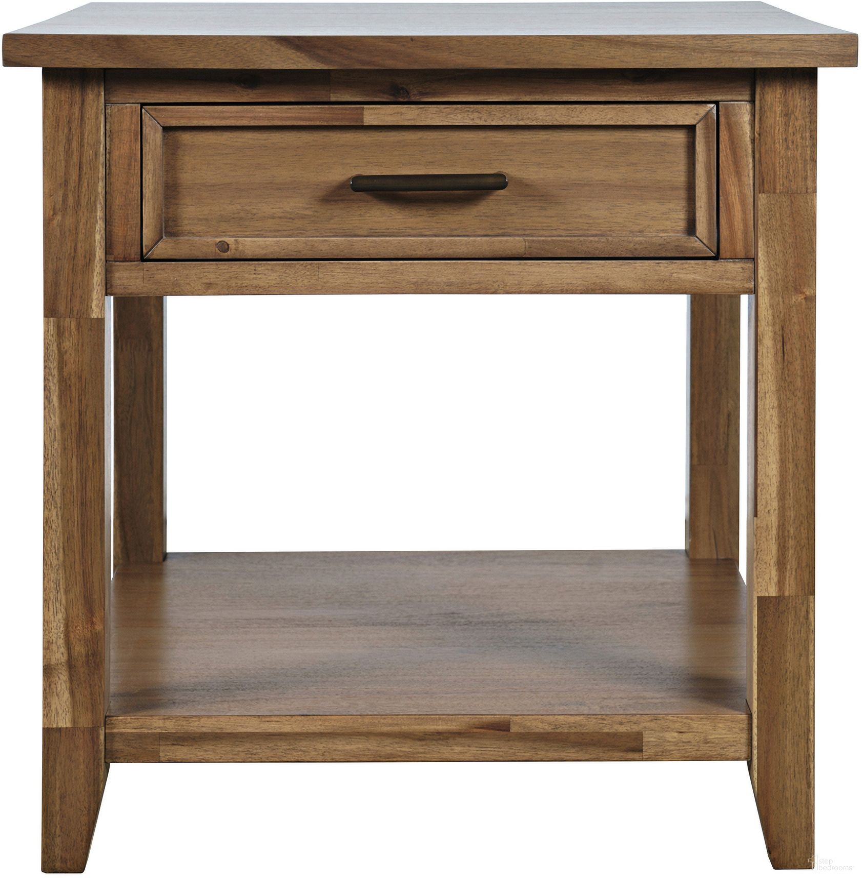 The appearance of Claremont Square End Table with Storage In Brown designed by Jofran in the transitional interior design. This brown piece of furniture  was selected by 1StopBedrooms from Claremont Collection to add a touch of cosiness and style into your home. Sku: 2400-3. Material: Acacia.