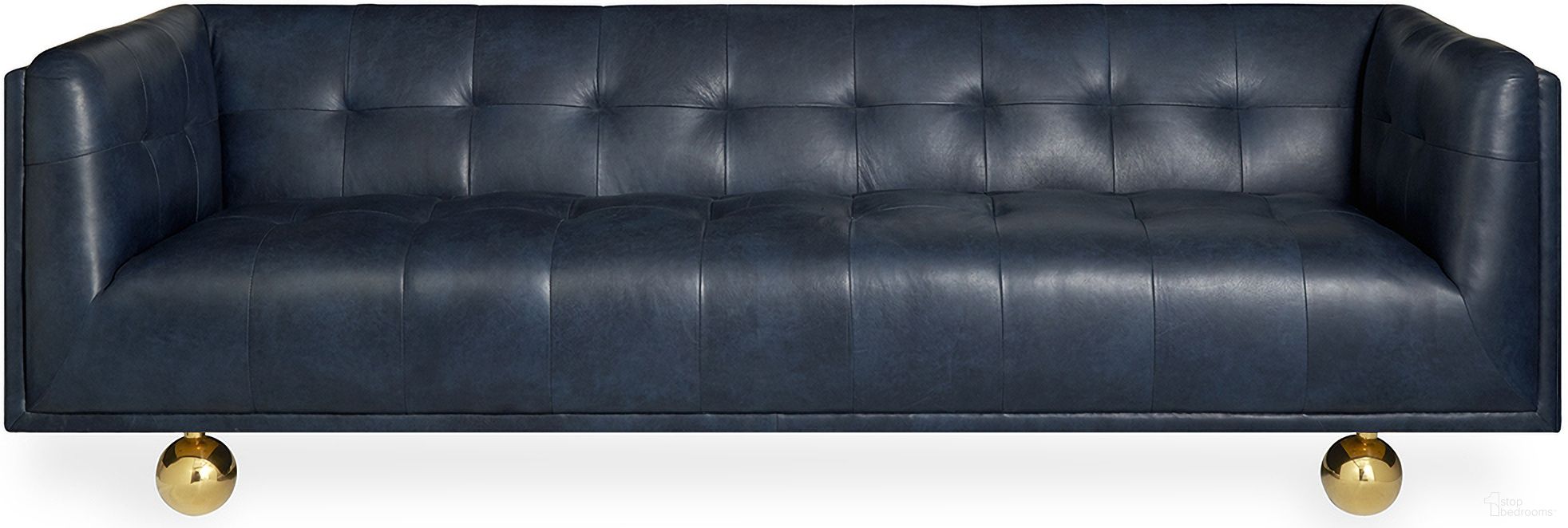 The appearance of Claridge Sofa In Brogue Navy Leather designed by Jonathan Adler in the modern / contemporary interior design. This brogue navy leather piece of furniture  was selected by 1StopBedrooms from Claridge Collection to add a touch of cosiness and style into your home. Sku: 28564. Material: Full Grain Leather.