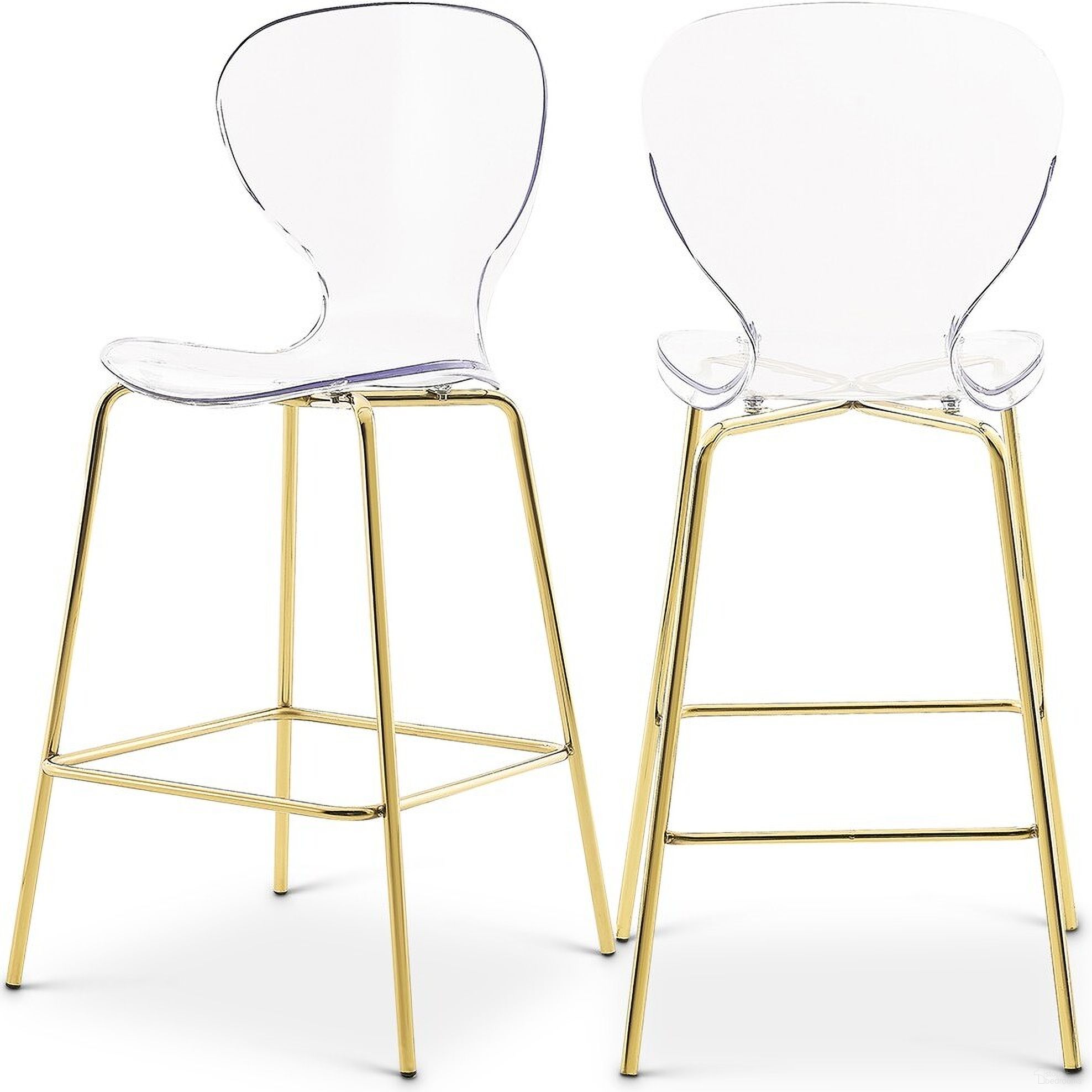 The appearance of Clarion Metal Stool Set of 2 In Gold designed by Meridian in the modern / contemporary interior design. This gold piece of furniture  was selected by 1StopBedrooms from Clarion Collection to add a touch of cosiness and style into your home. Sku: 767-C. Material: Metal.
