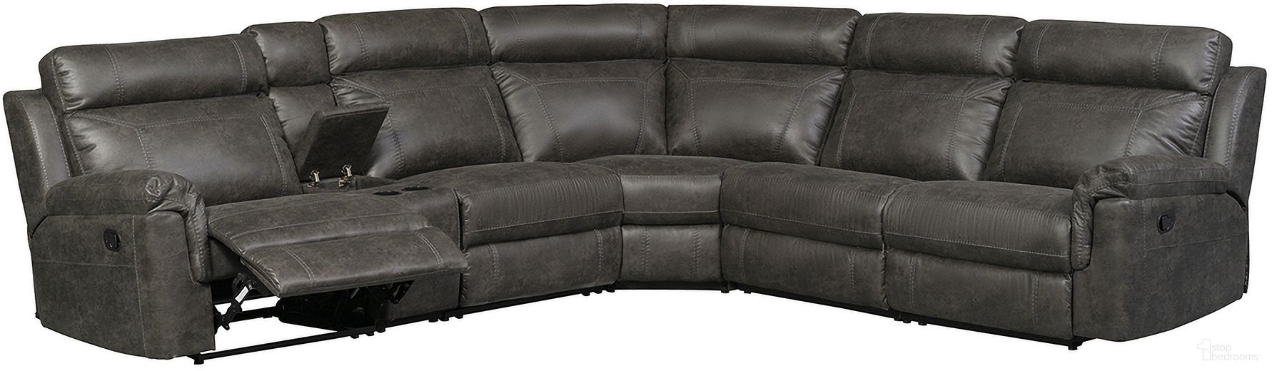 The appearance of Clark 6 Piece Reclining Sectional In Dark Grey designed by AC Pacific in the modern / contemporary interior design. This dark grey piece of furniture was selected by 1StopBedrooms from Clark Collection to add a touch of cosiness and style into your home. Sku: CLARK -6PC-SEC-DG. Material: Leather.