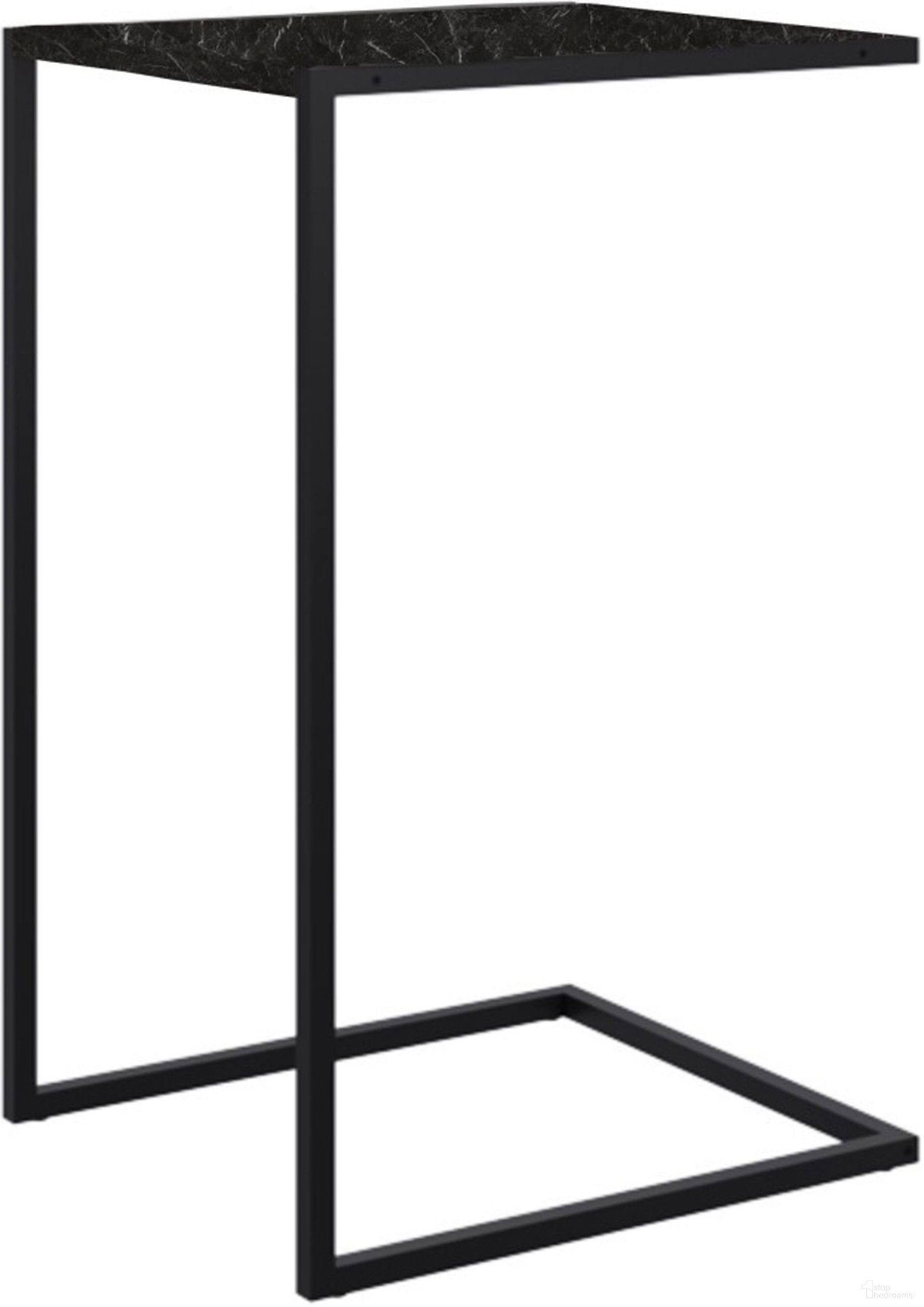The appearance of Clark C End Table In Black Marbled Melamine With Black Painted Metal Frame designed by Casabianca Home in the modern / contemporary interior design. This black piece of furniture  was selected by 1StopBedrooms from Clark C Collection to add a touch of cosiness and style into your home. Sku: KD-B2214BLKMAR. Material: Wood.