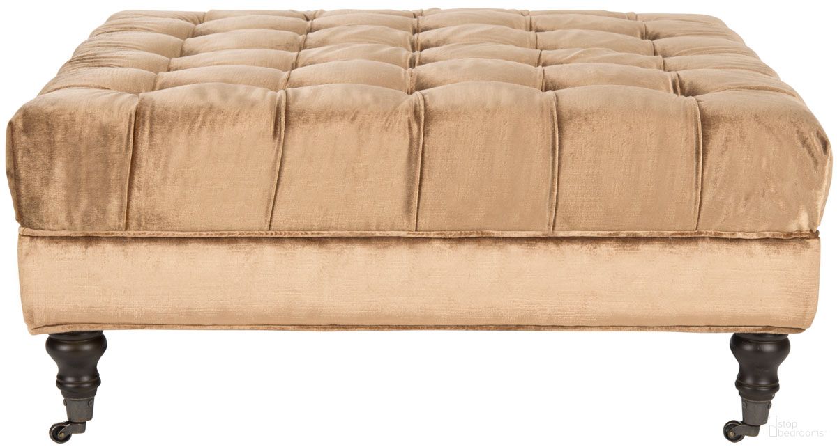 The appearance of Clark Gold, Olive and Espresso Cocktail Tufted Ottoman designed by Safavieh in the modern / contemporary interior design. This golden bronze piece of furniture  was selected by 1StopBedrooms from Clark Collection to add a touch of cosiness and style into your home. Sku: MCR4654B. Material: Wood.