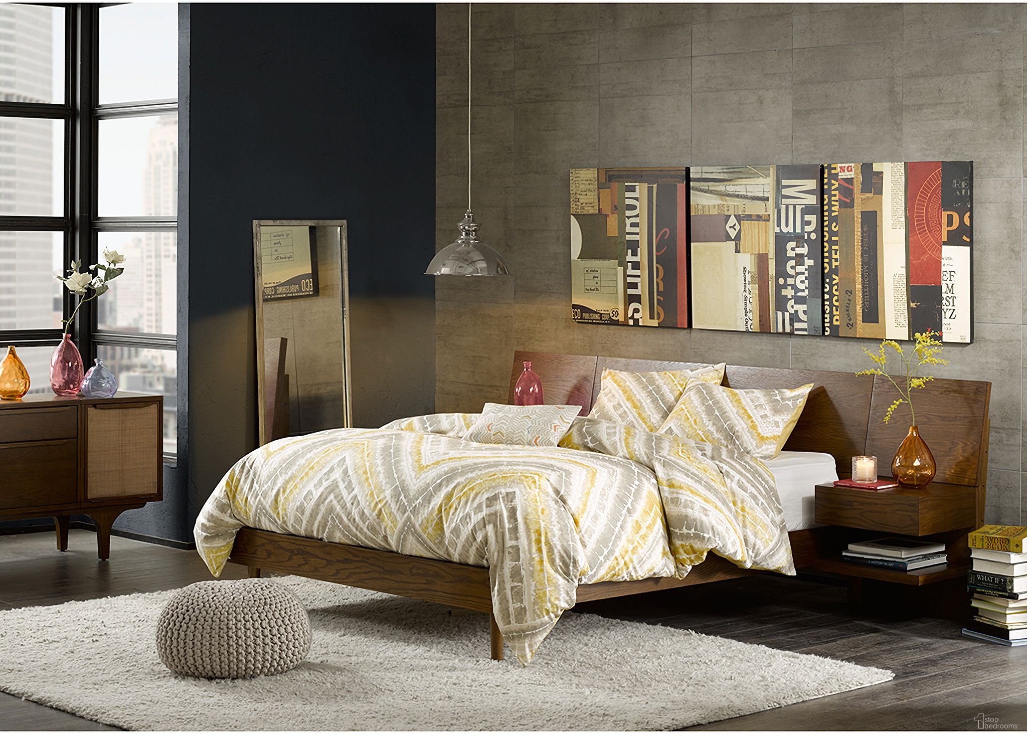 The appearance of Clark King Bed With 2 Nightstands In Pecan designed by Olliix in the transitional interior design. This pecan piece of furniture was selected by 1StopBedrooms from Clark Collection to add a touch of cosiness and style into your home. Sku: IIF19-0031. Bed Type: Panel Bed. Bed Size: King. Material: MDF.