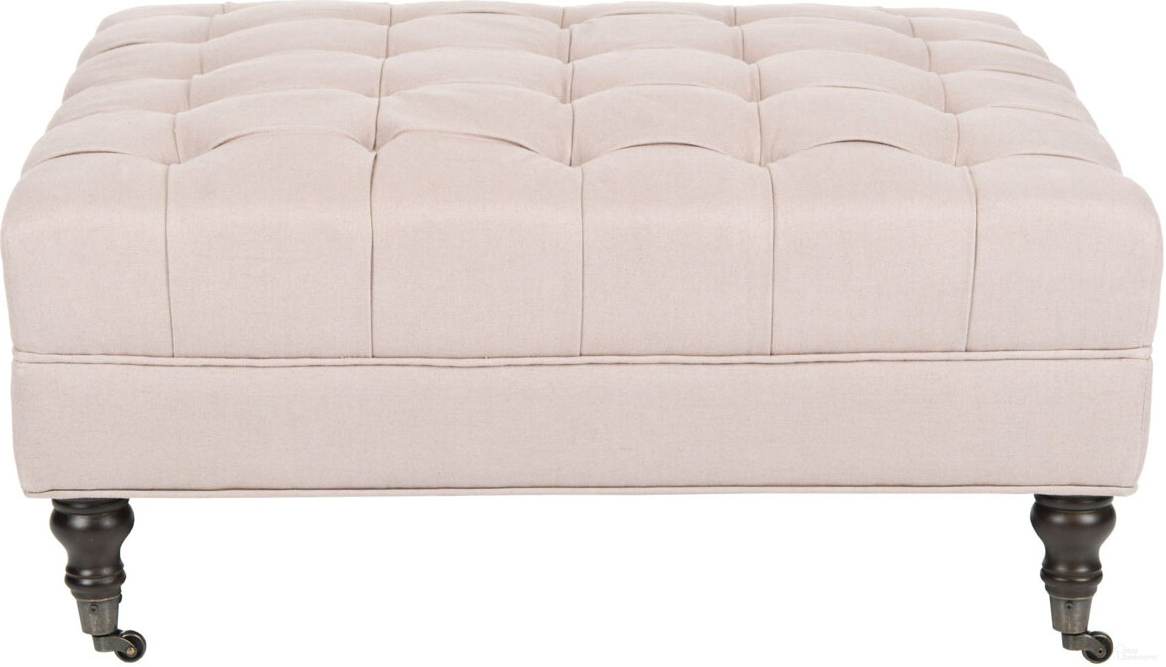 The appearance of Clark Taupe and Espresso Cocktail Tufted Ottoman designed by Safavieh in the modern / contemporary interior design. This taupe piece of furniture  was selected by 1StopBedrooms from Clark Collection to add a touch of cosiness and style into your home. Sku: MCR4654C. Material: Wood.
