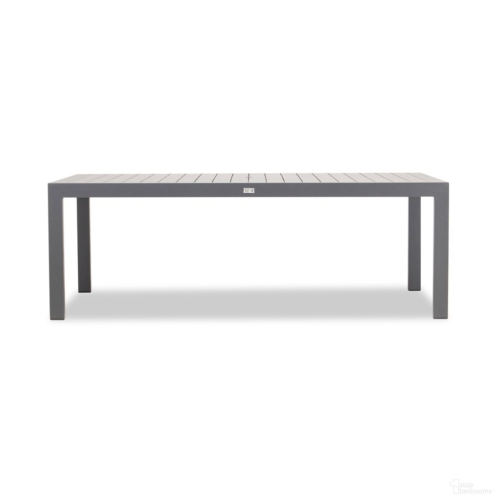 The appearance of Classic Aluminum 86 Inch Rectangular Dining Table In Slate designed by Harmonia Living in the modern / contemporary interior design. This slate piece of furniture  was selected by 1StopBedrooms from Classic Aluminum Collection to add a touch of cosiness and style into your home. Sku: CSAL-SL-8RCDT. Table Base Style: Legs. Material: Aluminum. Table Top Shape: Rectangular. Size: 87" x 42".