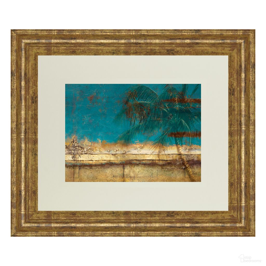 Classy Art Shore Palm Wall Art - Double Mat In Gold