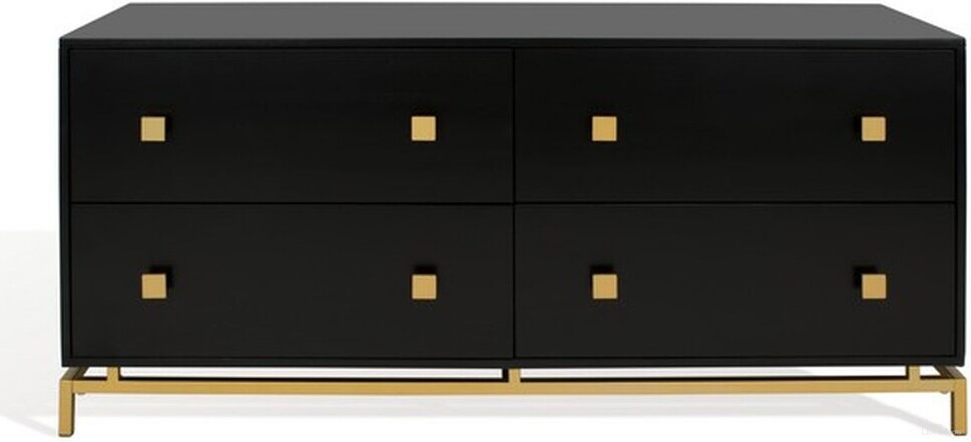 The appearance of Claudette 4 Drawer Dresser In Black and Gold designed by Safavieh Couture in the modern / contemporary interior design. This black/gold piece of furniture was selected by 1StopBedrooms from Claudette Collection to add a touch of cosiness and style into your home. Sku: SFV2123B. Material: Plywood.