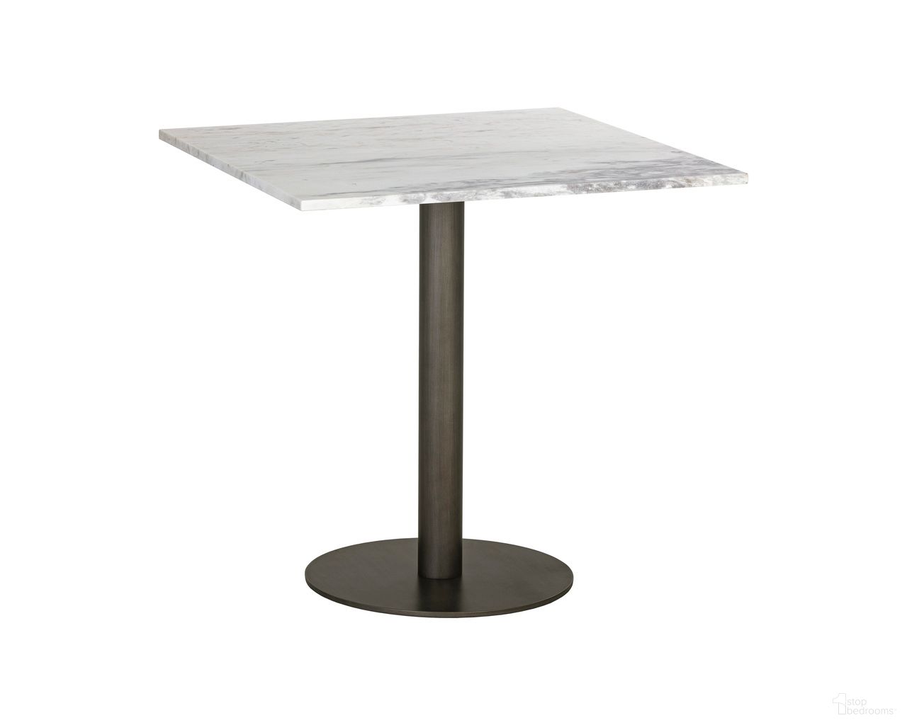Claudia 30 Inch Claudia Bistro Table In White and Pewter