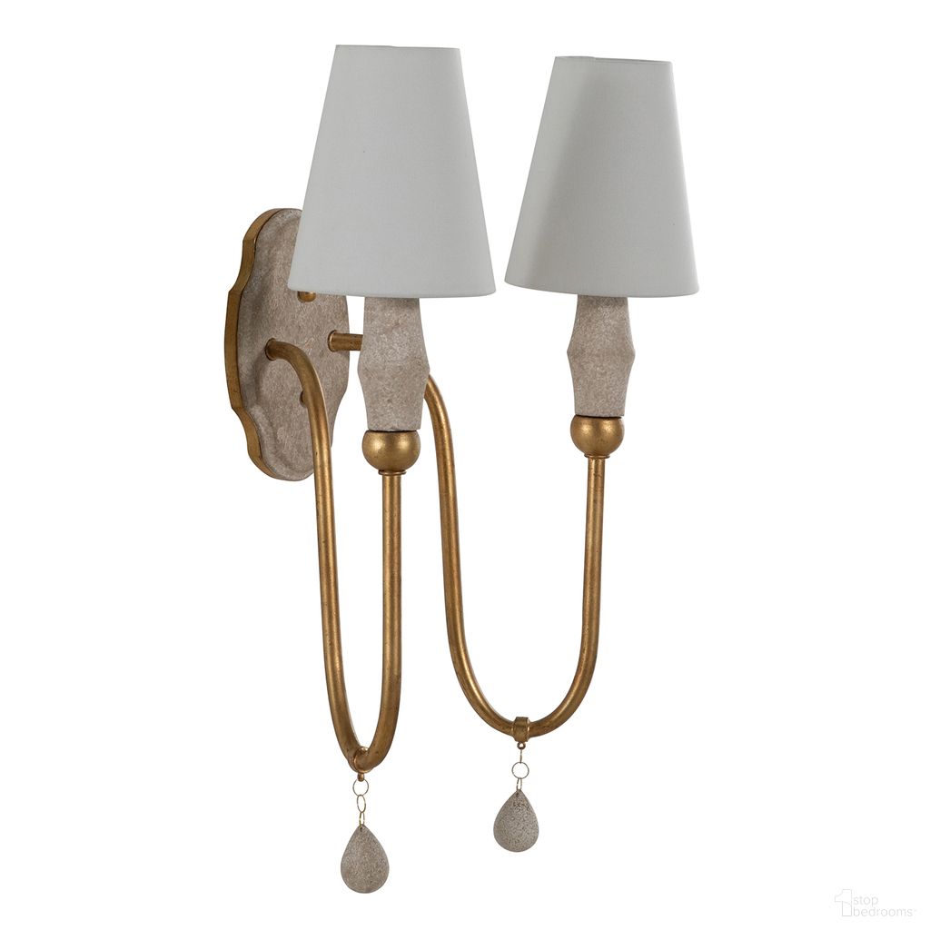 Clay Double Sconce In Vintage Gold and Distressed Ivory