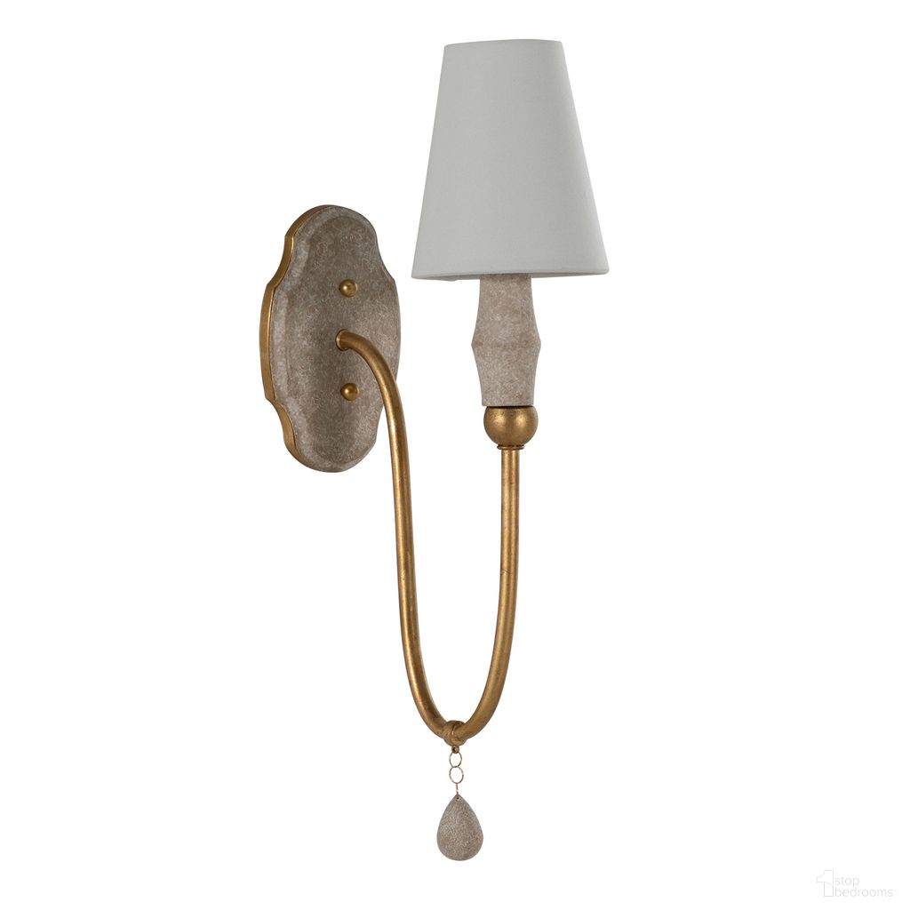Clay Single Sconce In Vintage Gold and Distressed Ivory