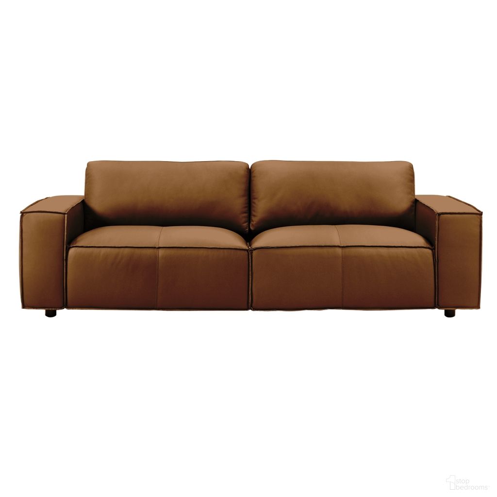 The appearance of Clayton 93 Inch Top Grain Genuine Leather Sofa with Track Arms In Ochre designed by Armen Living in the modern / contemporary interior design. This ochre piece of furniture was selected by 1StopBedrooms from Clayton Collection to add a touch of cosiness and style into your home. Sku: LCCN3OR. Material: Foam.