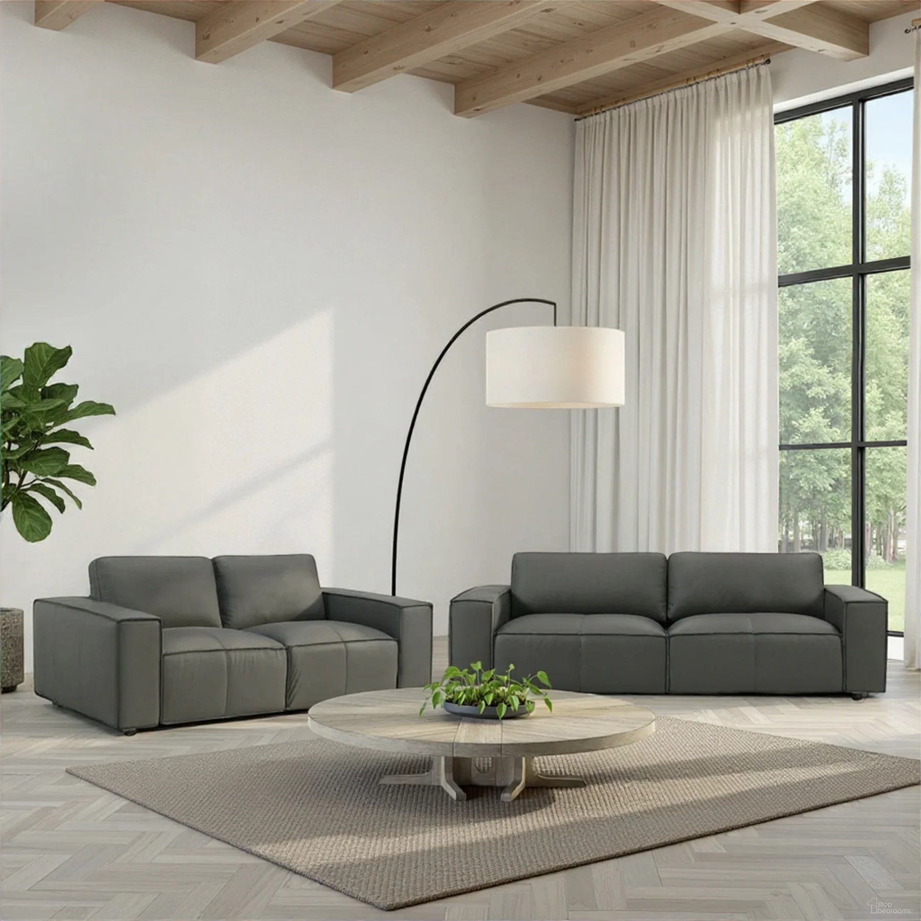 Clayton Living Room Set In Anthracite Gray