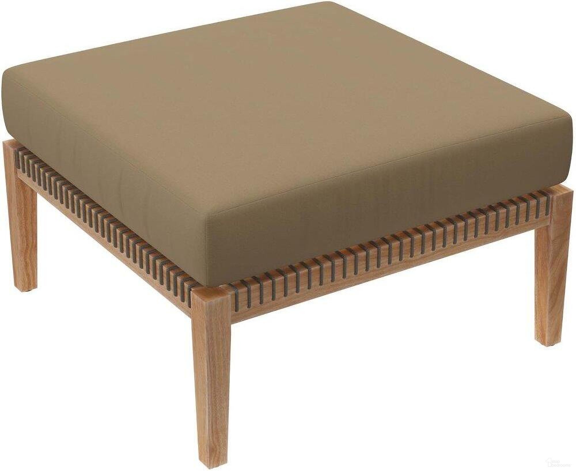 The appearance of Clearwater Outdoor Patio Teak Wood Ottoman In Gray Light Brown designed by Modway in the transitional interior design. This light brown piece of furniture  was selected by 1StopBedrooms from Clearwater Collection to add a touch of cosiness and style into your home. Sku: EEI-5854-GRY-LBR. Material: Stainless Steel.