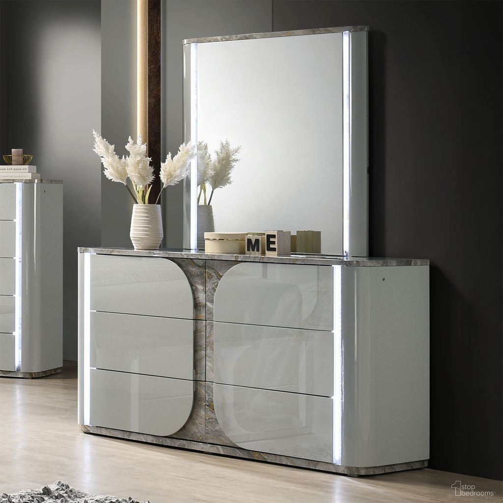 Cleburne Mirror with LED In Light Gray