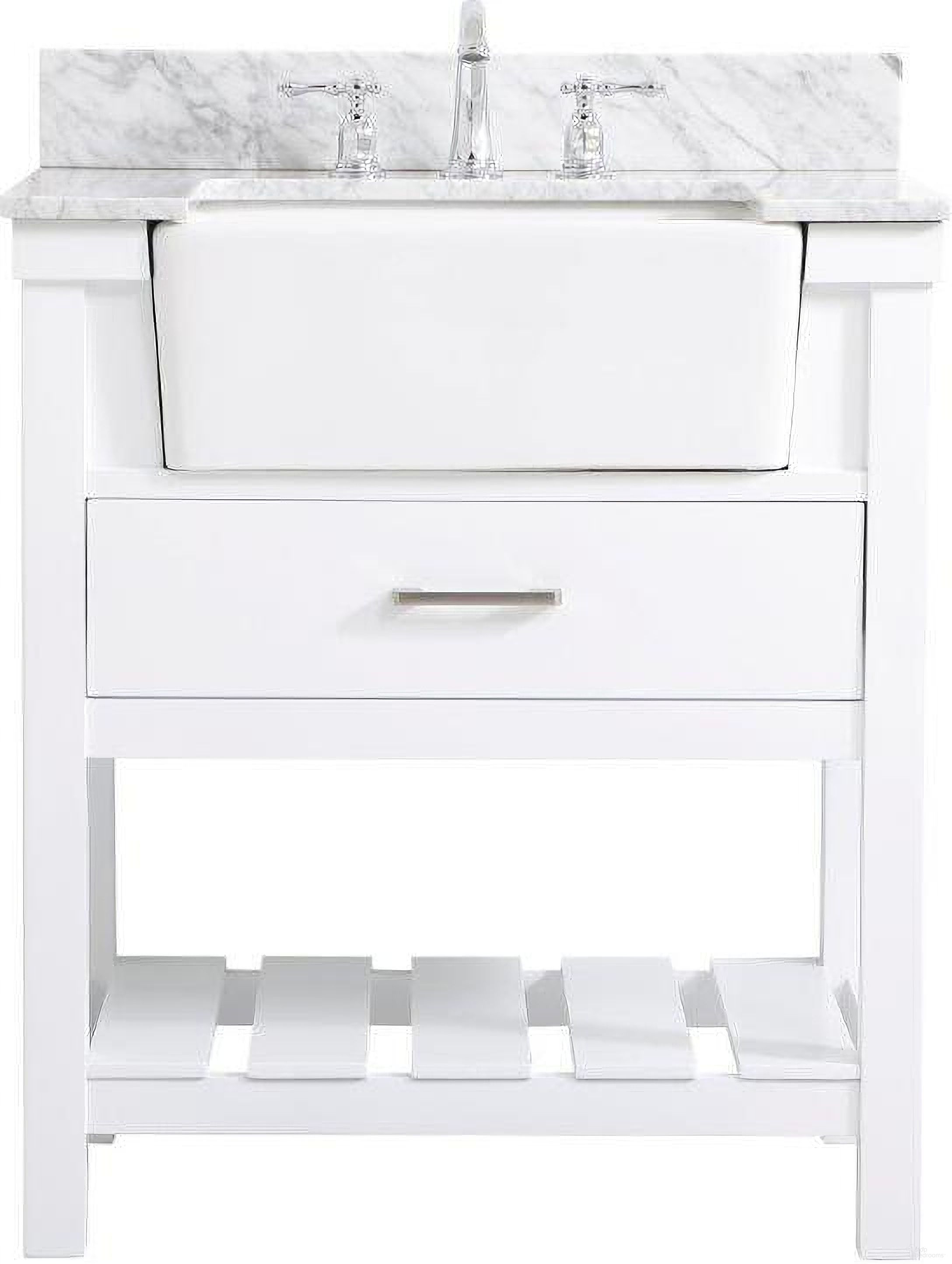 The appearance of Clement 30 Inch Single Bathroom Vanity In White With Backsplash designed by Elegant Lighting in the country / farmhouse interior design. This white piece of furniture was selected by 1StopBedrooms from Clement Collection to add a touch of cosiness and style into your home. Sku: VF60130WH-BS. Material: Wood.