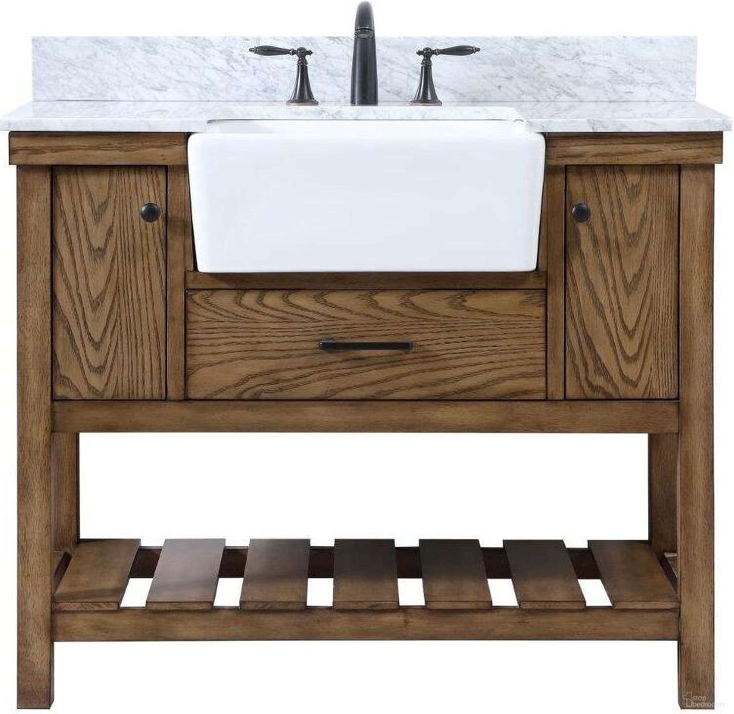 The appearance of Clement 42 Inch Single Bathroom Vanity In Driftwood With Backsplash designed by Elegant Lighting in the country / farmhouse interior design. This driftwood piece of furniture was selected by 1StopBedrooms from Clement Collection to add a touch of cosiness and style into your home. Sku: VF60142DW-BS. Material: Wood.