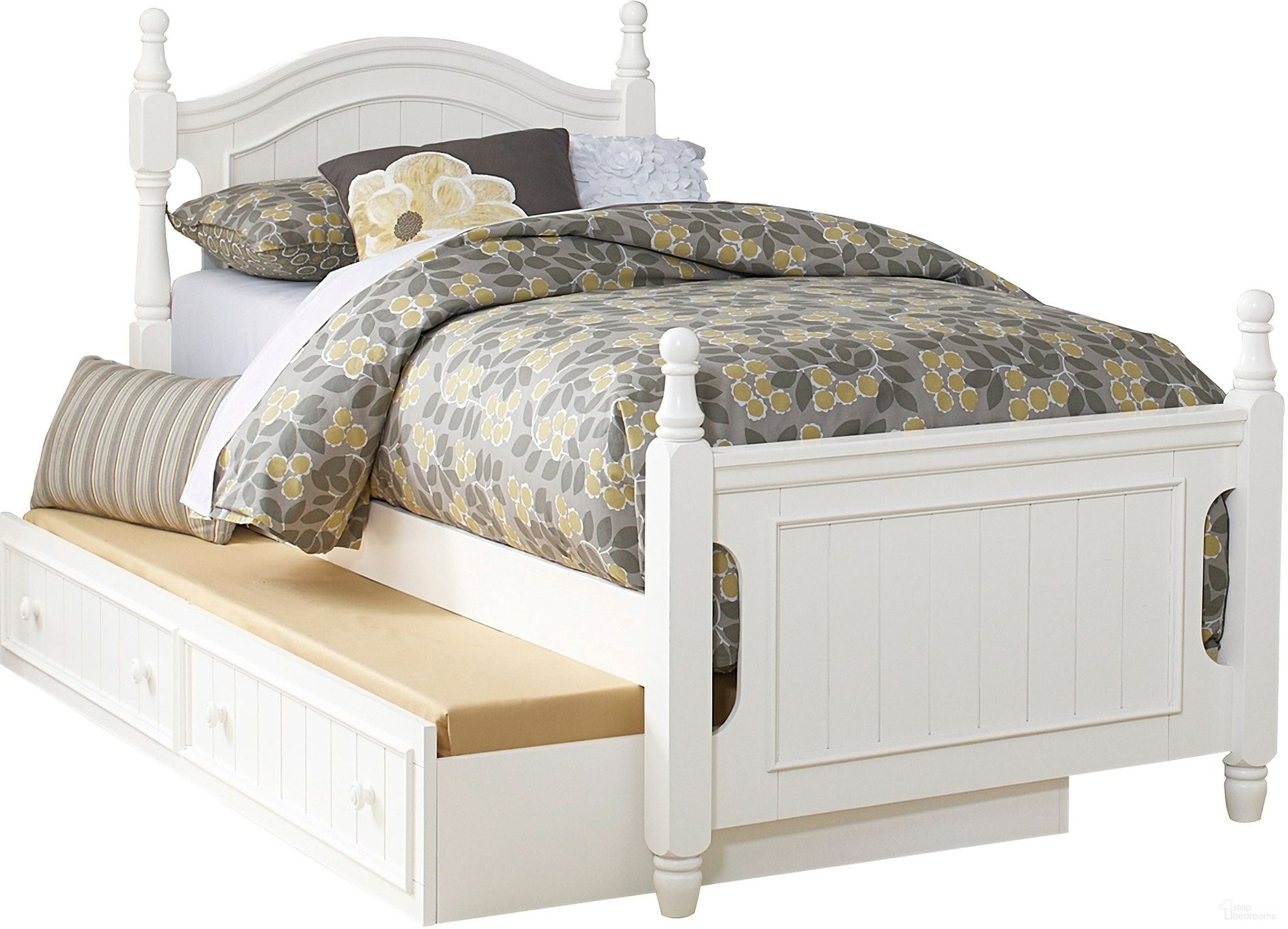 The appearance of Clementine Full Platform Bed with Twin Trundle In White designed by Homelegance in the transitional interior design. This white piece of furniture was selected by 1StopBedrooms from Clementine Collection to add a touch of cosiness and style into your home. Sku: B1799F-1;B1799F-2;B1799T-3;B1799-R. Bed Type: Platform Bed. Material: Wood. Bed Size: Full.