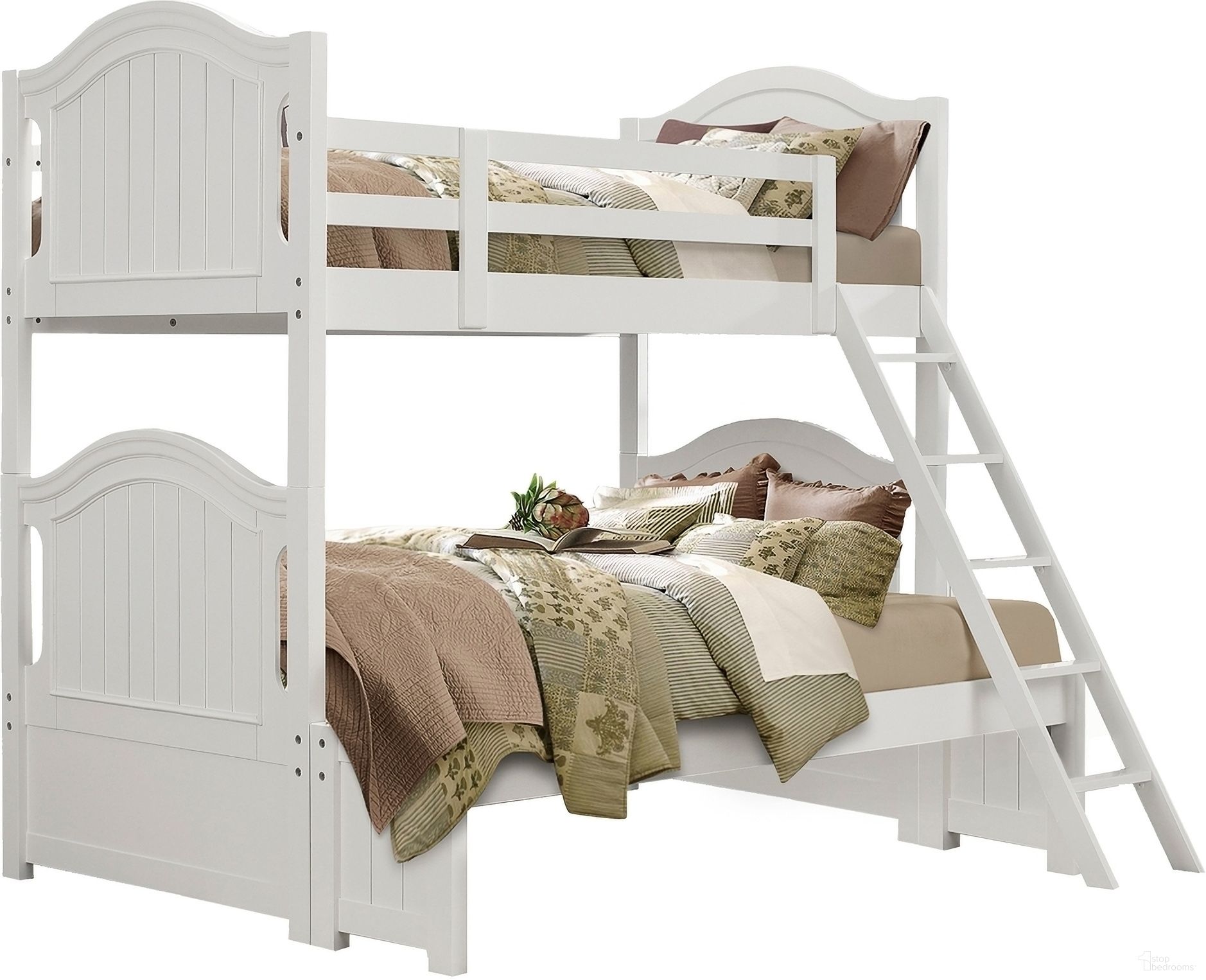 The appearance of Clementine Twin/Full Bunk Bed In White designed by Homelegance in the transitional interior design. This white piece of furniture was selected by 1StopBedrooms from Clementine Collection to add a touch of cosiness and style into your home. Sku: B1799-F;B1799-HF;B1799-RL;B1799-SL. Bed Type: Bunk Bed. Material: Wood. Bed Size: Twin Over Full.
