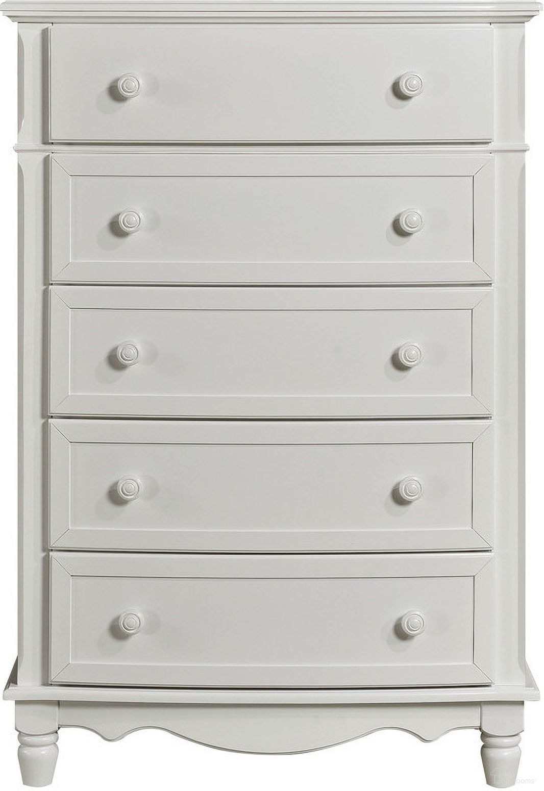 The appearance of Clementine Youth Chest of Drawers In White designed by Homelegance in the transitional interior design. This white piece of furniture was selected by 1StopBedrooms from Clementine Collection to add a touch of cosiness and style into your home. Sku: B1799-9. Material: Wood.