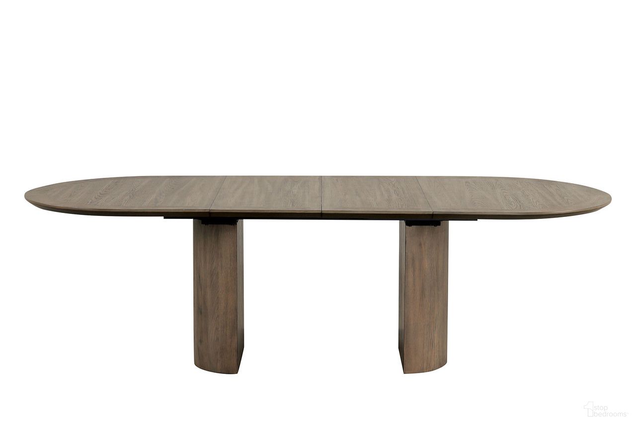 The appearance of Clements Dining Table In Oak designed by Furniture of America in the modern / contemporary interior design. This oak piece of furniture was selected by 1StopBedrooms from Clements Collection to add a touch of cosiness and style into your home. Sku: FM3411AK-OT-1;FM3411AK-OT-2. Table Base Style: Double Pedestal. Table Top Shape: Oval. Material: Rubberwood. Size: 42" x 102".
