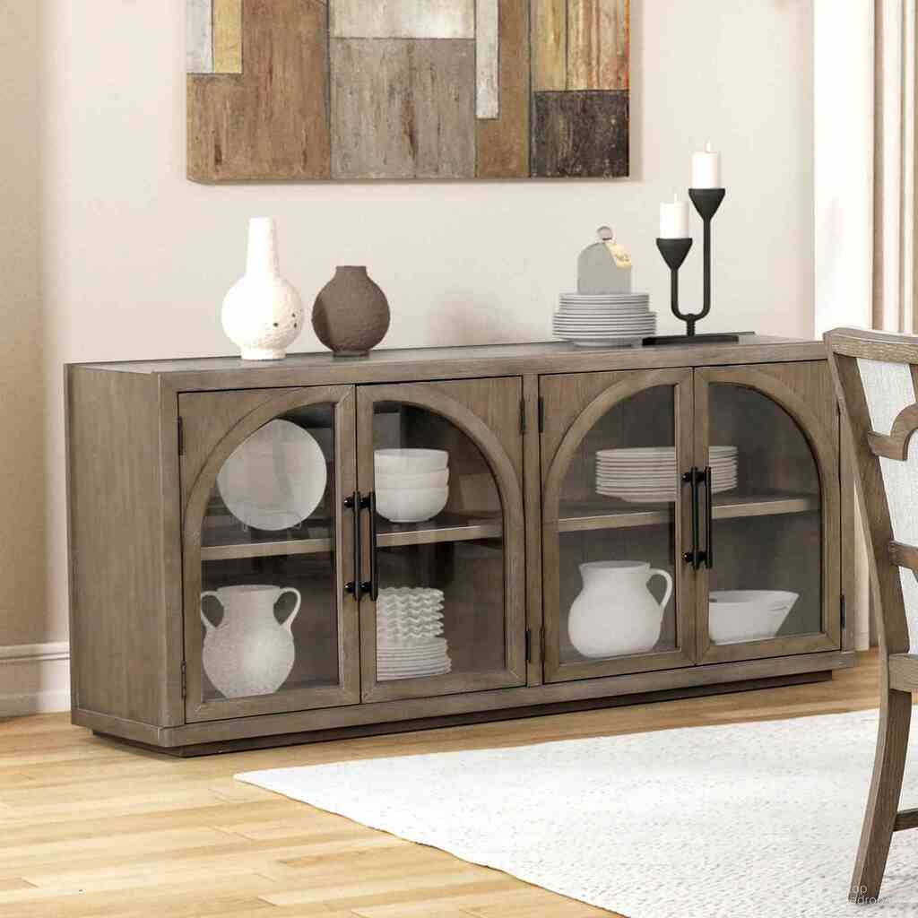 The appearance of Clements Sideboard In Oak designed by Furniture of America in the modern / contemporary interior design. This oak piece of furniture was selected by 1StopBedrooms from Clements Collection to add a touch of cosiness and style into your home. Sku: FM3411AK-SV. Material: Rubberwood.
