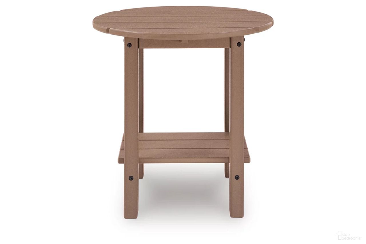 The appearance of Cliffs Beach Outdoor End Table In Driftwood designed by Signature Design by Ashley in the modern / contemporary interior design. This driftwood piece of furniture was selected by 1StopBedrooms from Cliffs Beach Collection to add a touch of cosiness and style into your home. Sku: P422-706. Material: HDPE.