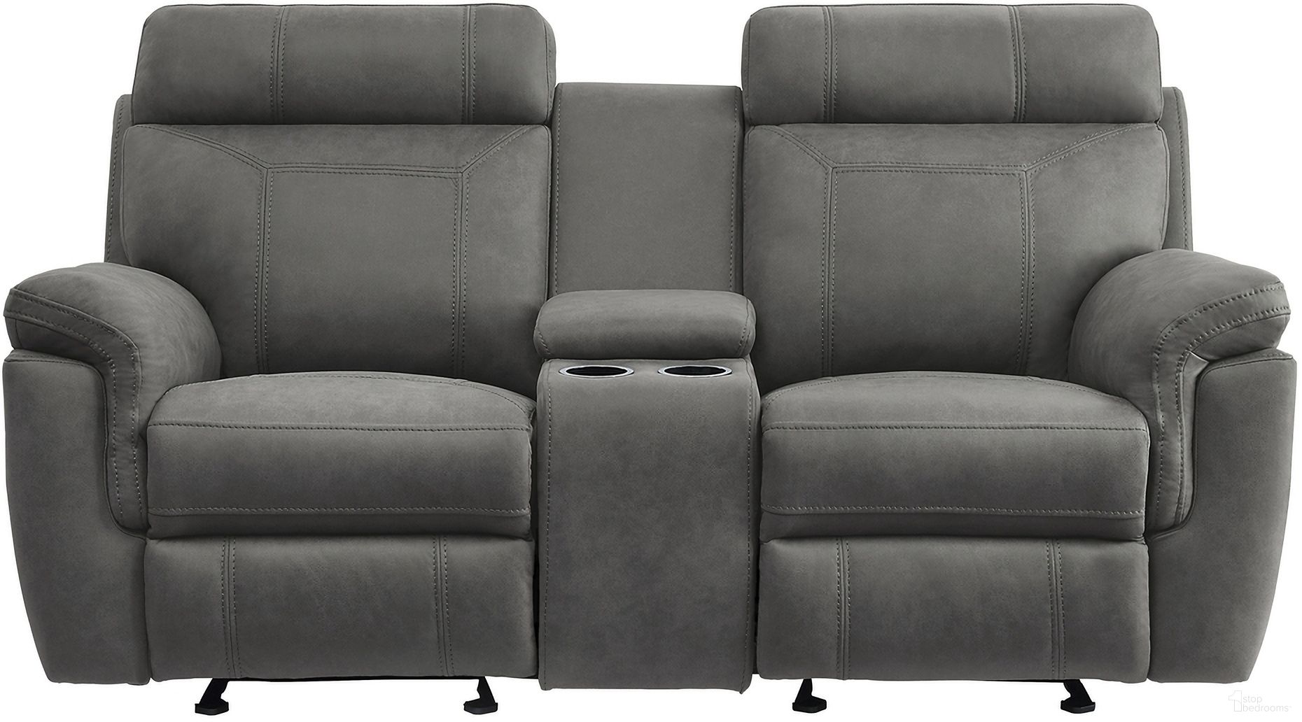 The appearance of Clifton Gray Double Glider Reclining Loveseat With Center Console designed by Homelegance in the modern / contemporary interior design. This gray piece of furniture was selected by 1StopBedrooms from Clifton Collection to add a touch of cosiness and style into your home. Sku: 9301GRY-2. Material: Microfiber.