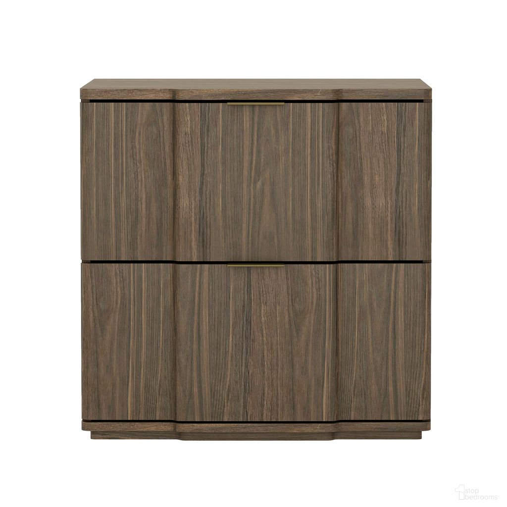 Clive 22 Inch 2-Drawer Nightstand In Walnut and Gold