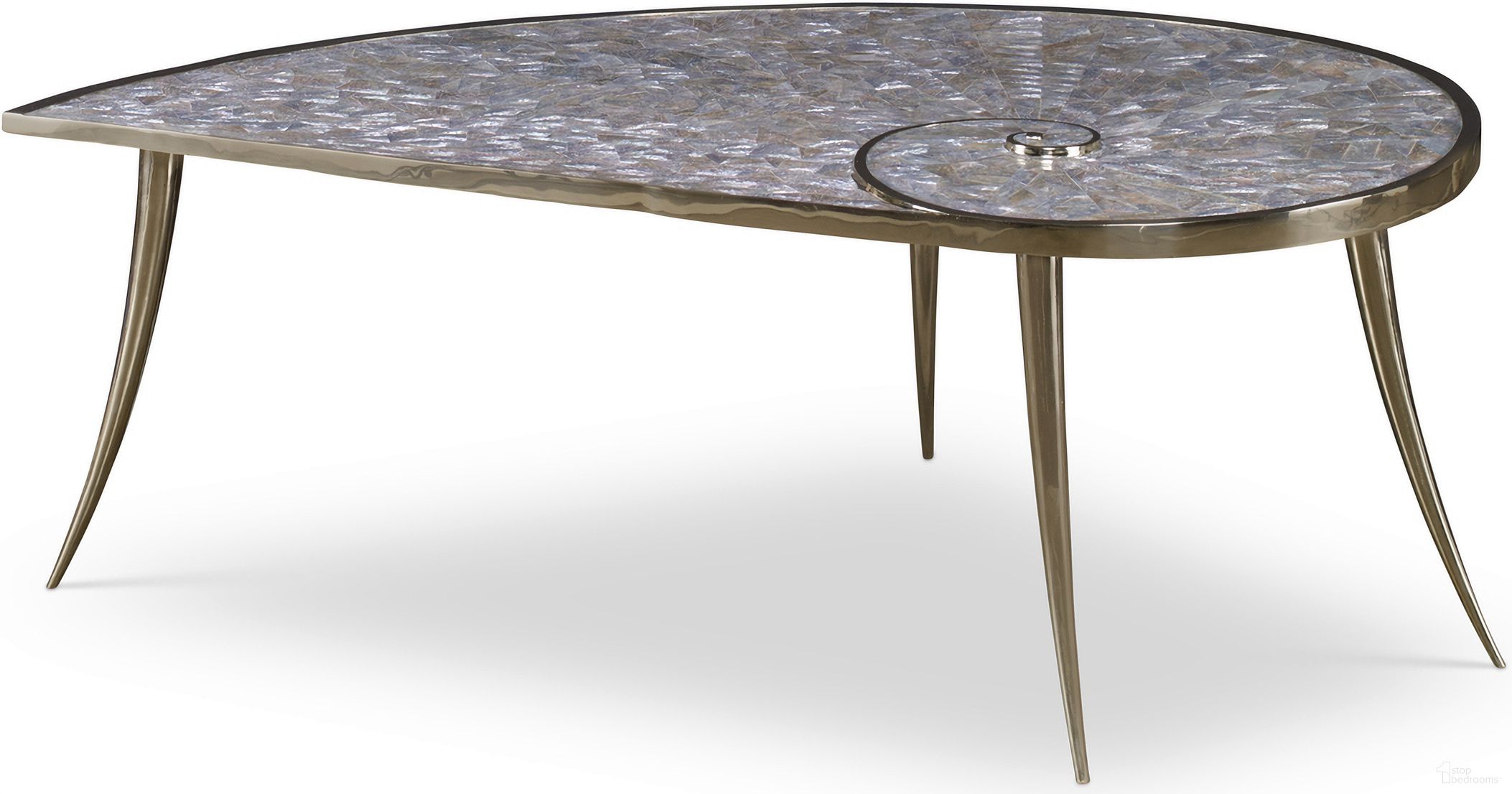 The appearance of Closs Cocktail Table In Brass designed by Maitland-Smith in the modern / contemporary interior design. This brass piece of furniture  was selected by 1StopBedrooms from Maitland Smith Collection to add a touch of cosiness and style into your home. Sku: 8130-33. Material: Brass.