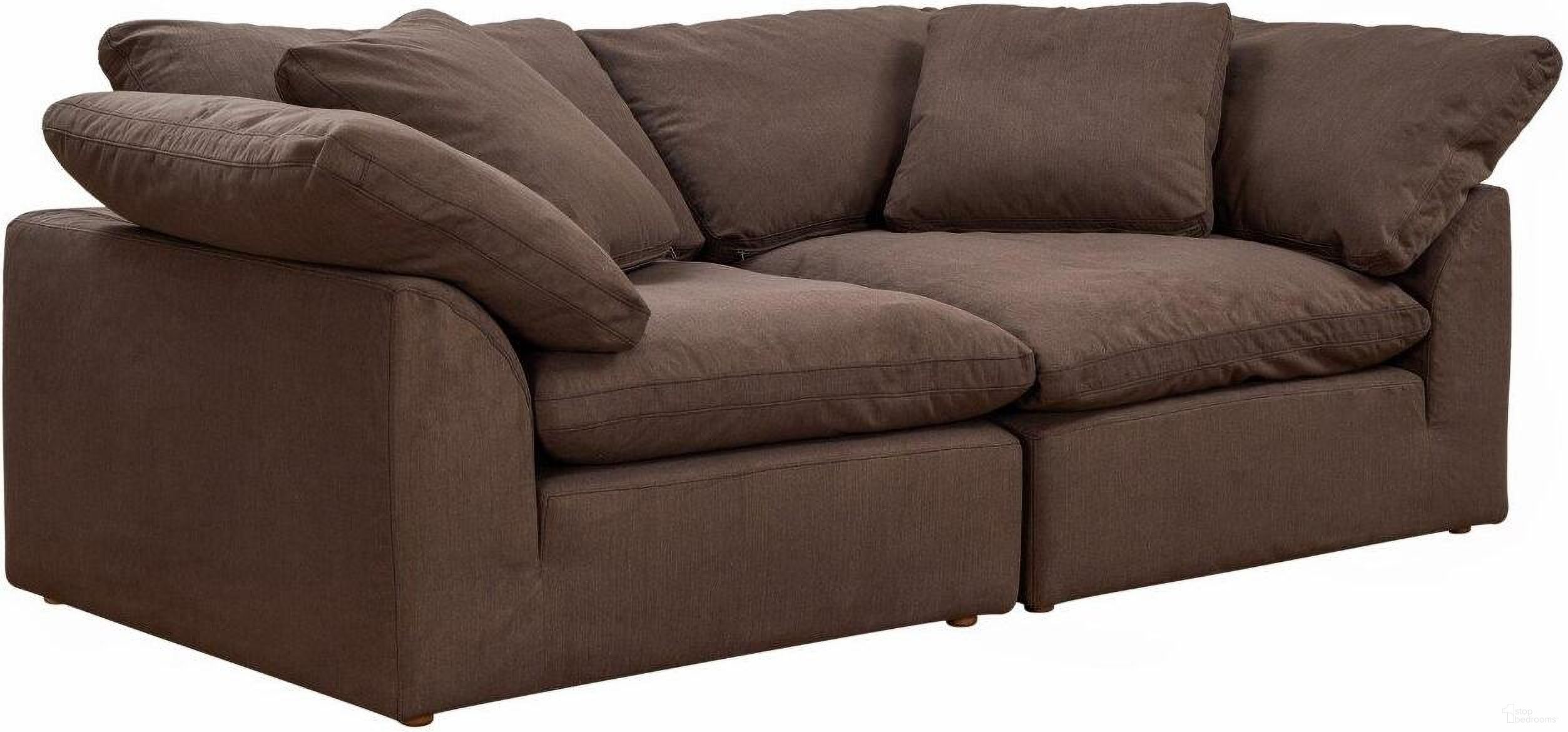 Cloud Puff Brown 2 Piece Slipcovered Modular Sectional Sofa