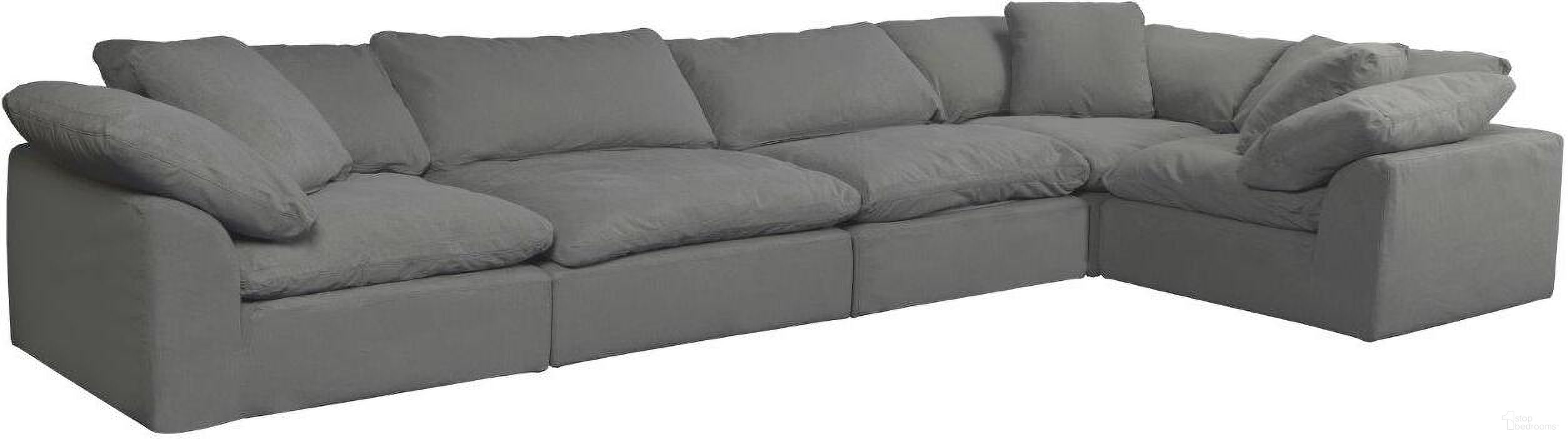Cloud Puff Gray 5 Piece Slipcovered Modular Sectional Sofa