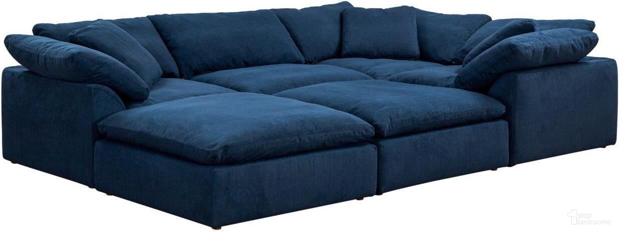 Cloud Puff Navy Blue 6 Piece Slipcovered Modular Pitt Sectional Sofa