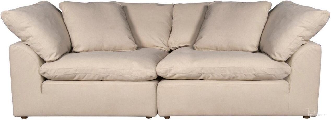 Cloud Puff Tan 2 Piece Slipcovered Modular Sectional Sofa