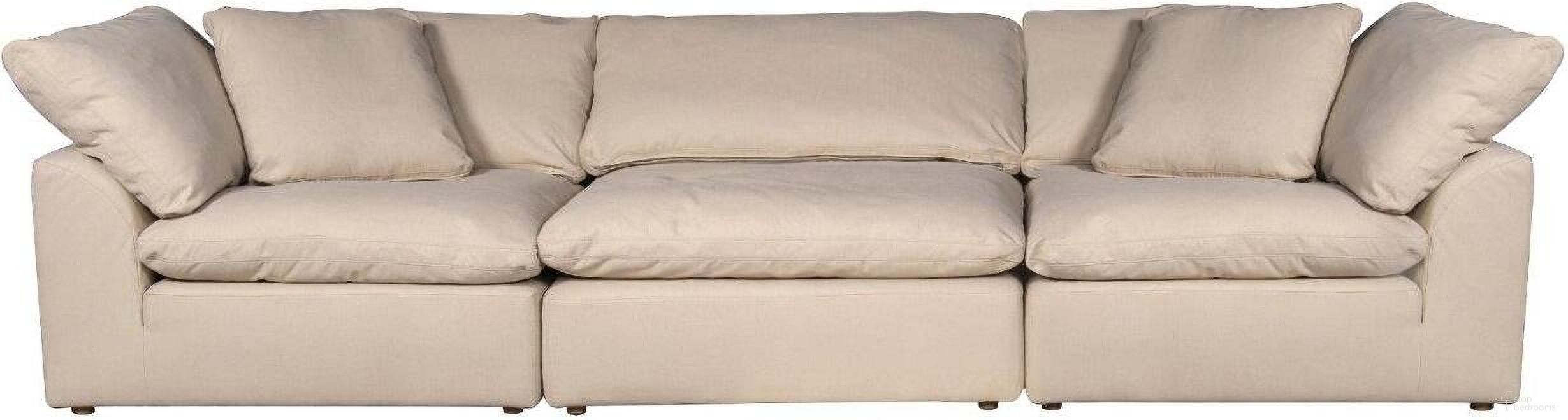 Cloud Puff Tan 3 Piece Slipcovered Modular Sectional Sofa