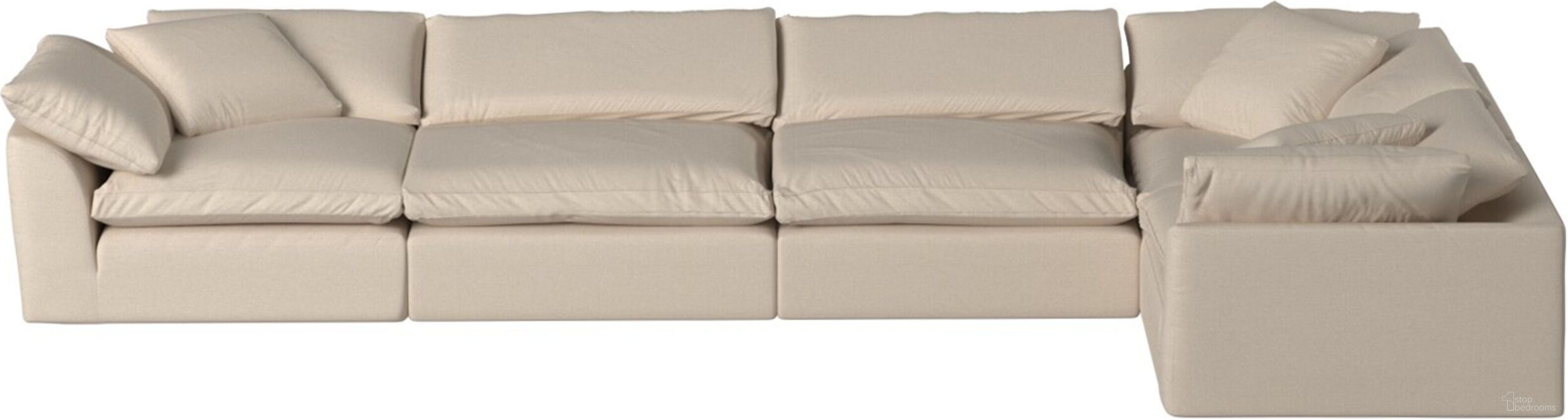 Cloud Puff Tan 5 Piece Slipcovered Modular Sectional Sofa