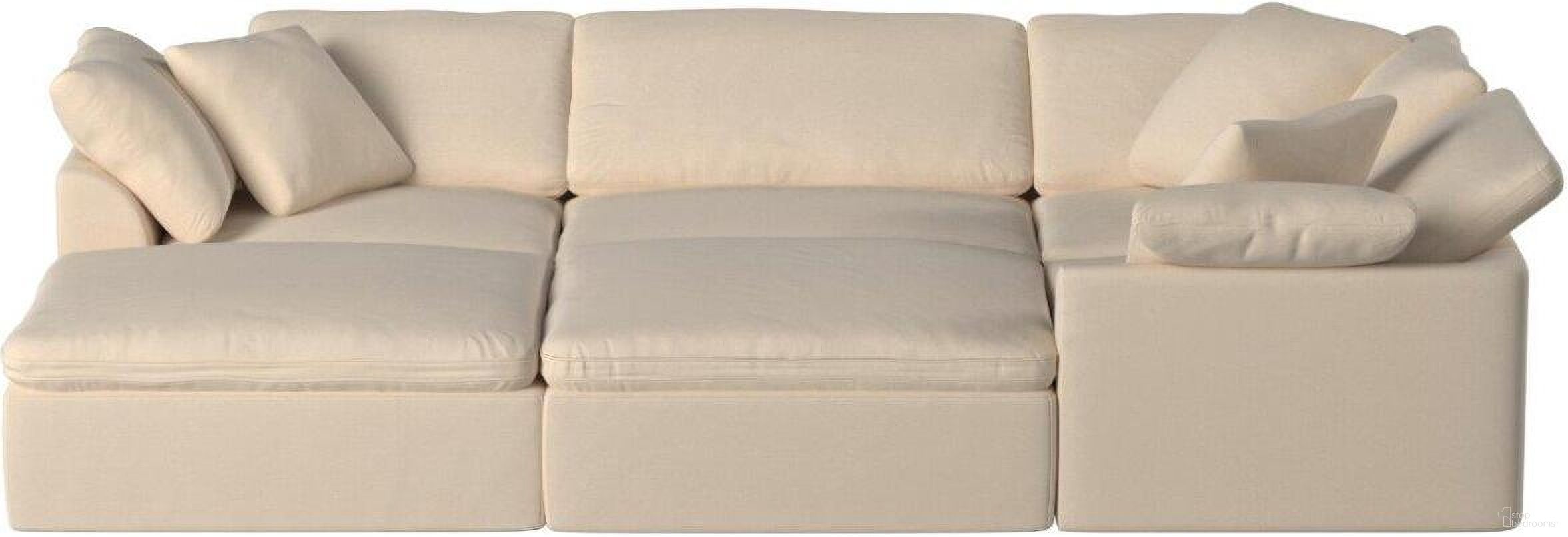 Cloud Puff Tan 6 Piece Slipcovered Modular Pitt Sectional Sofa