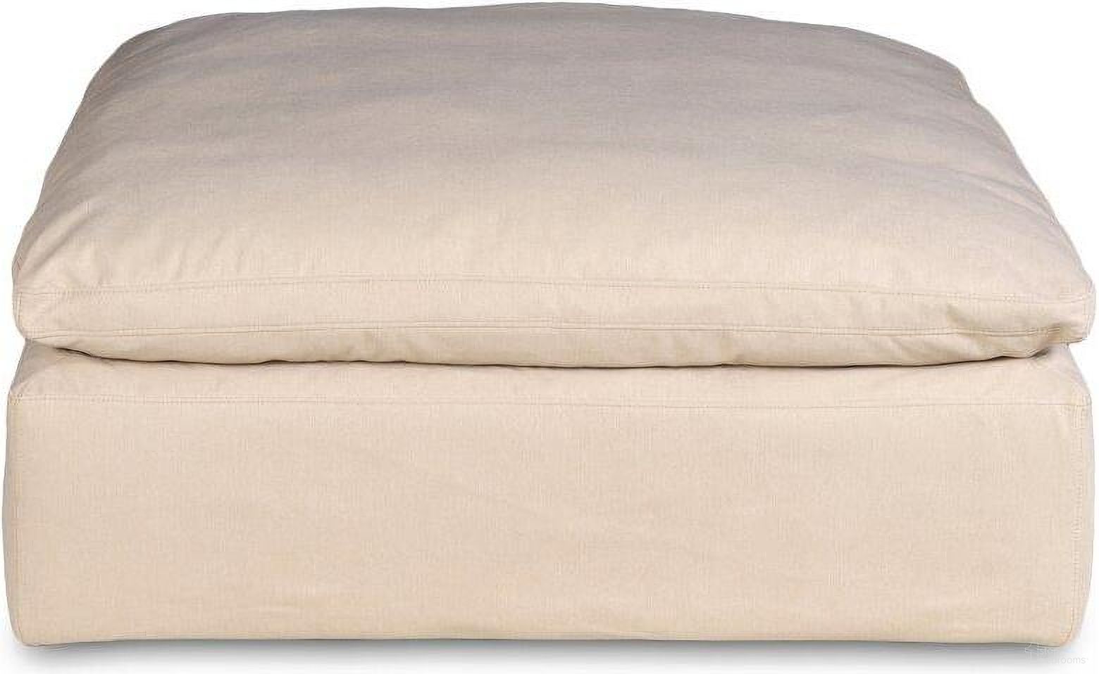 Cloud Puff Tan Slipcovered Modular Ottoman