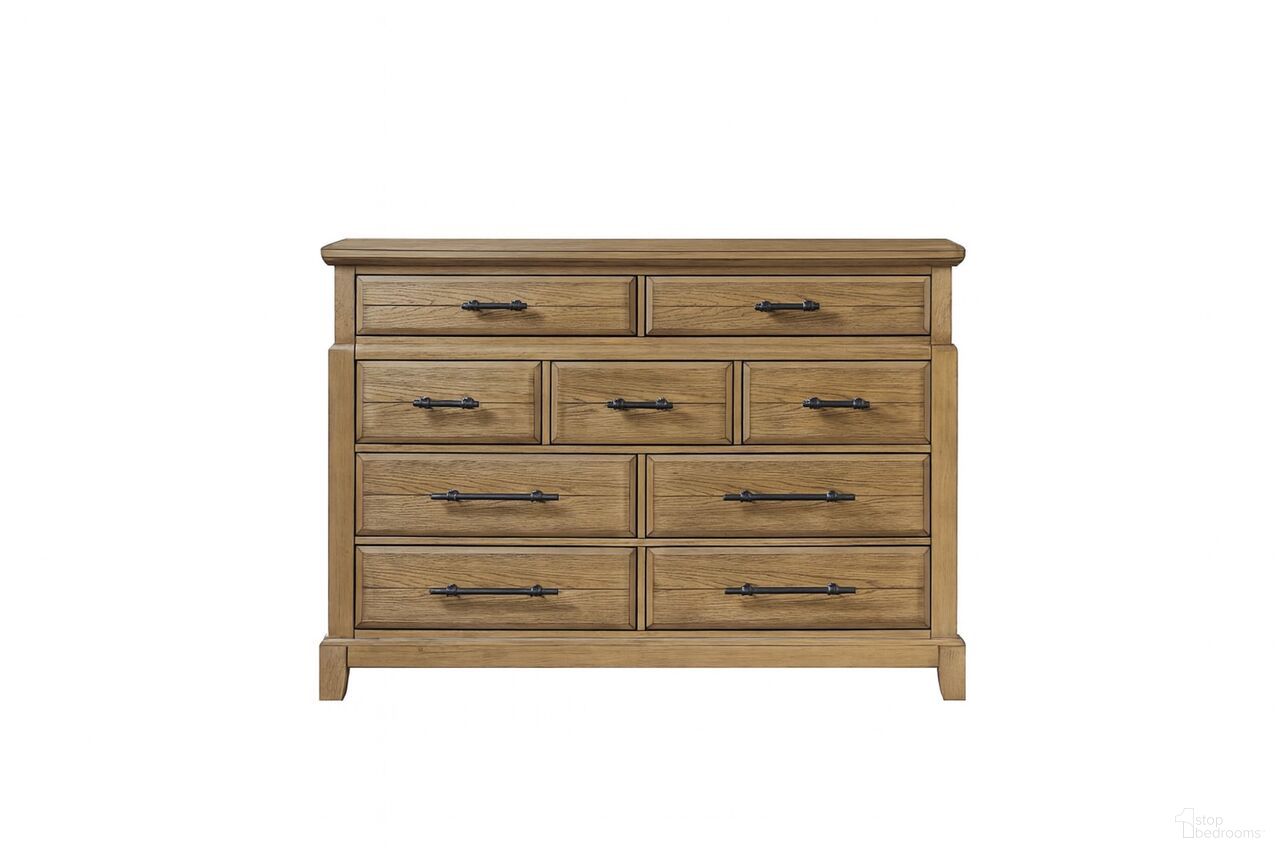 The appearance of Clover Ridge Dresser In Carmel designed by Bernell in the traditional interior design. This carmel piece of furniture  was selected by 1StopBedrooms from Clover Ridge Collection to add a touch of cosiness and style into your home. Sku: 1921-130-C. Material: Oak Veneer.