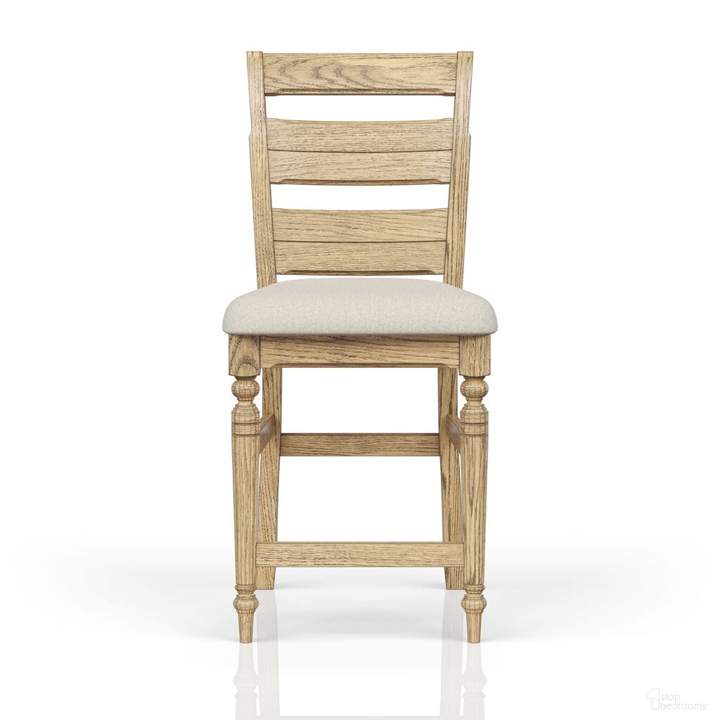 The appearance of Clover Ridge Ladder Back Counter Stool In Carmel Finish designed by Bernell in the traditional interior design. This carmel piece of furniture was selected by 1StopBedrooms from Clover Ridge Collection to add a touch of cosiness and style into your home. Sku: 5910-541-C. Material: Oak Veneer.